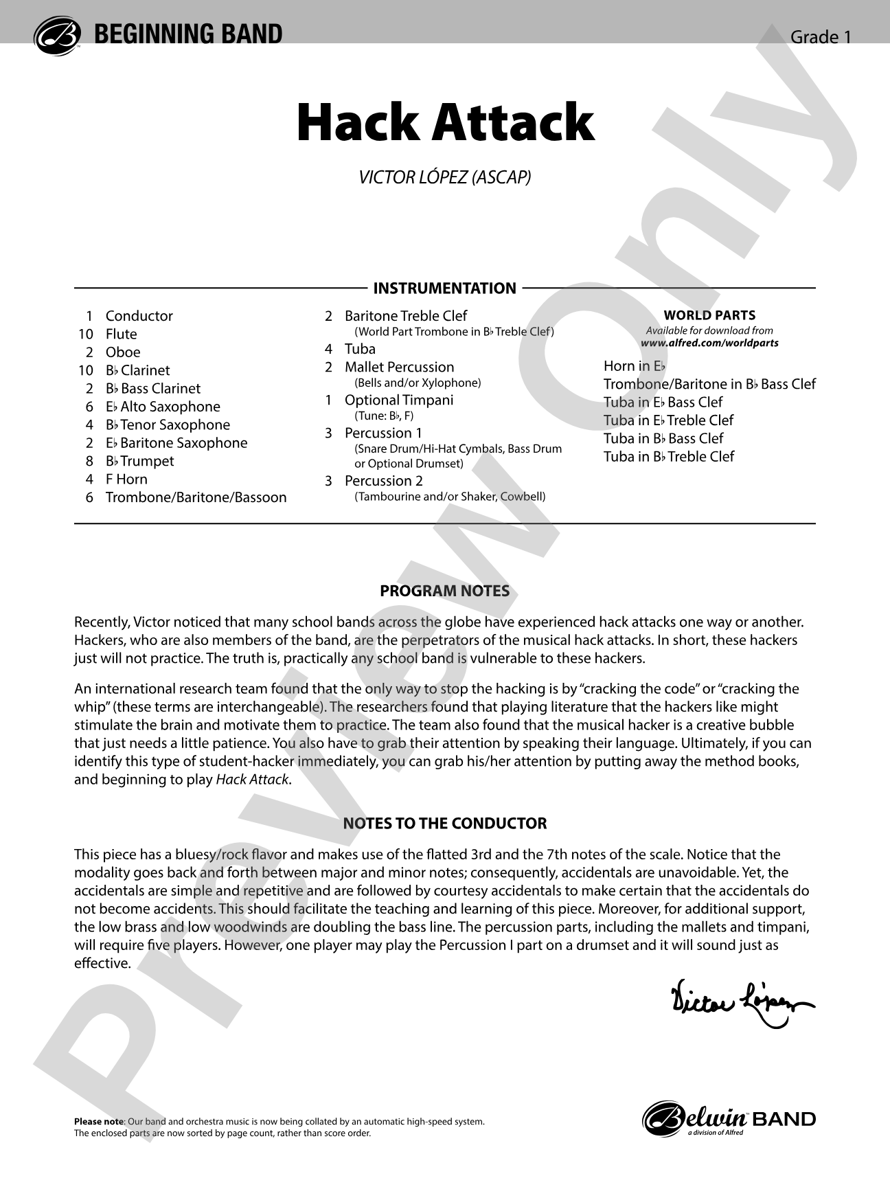 Hack Attack: Concert Band Conductor Score & Parts