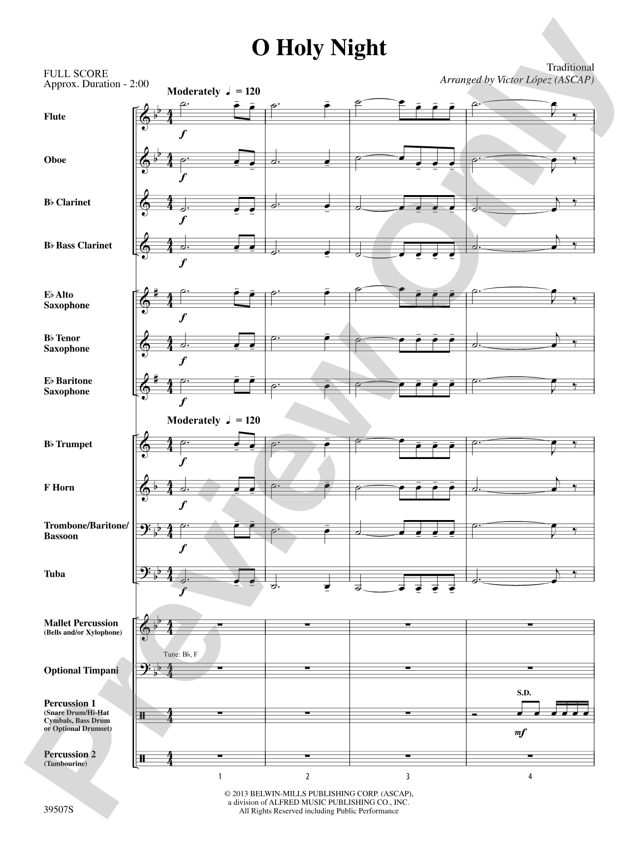 O Holy Night: Concert Band Conductor Score & Parts