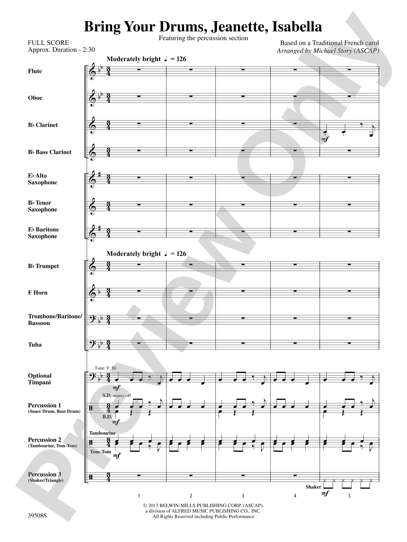 Bring Your Drums, Jeanette, Isabella: Concert Band Conductor Score & Parts