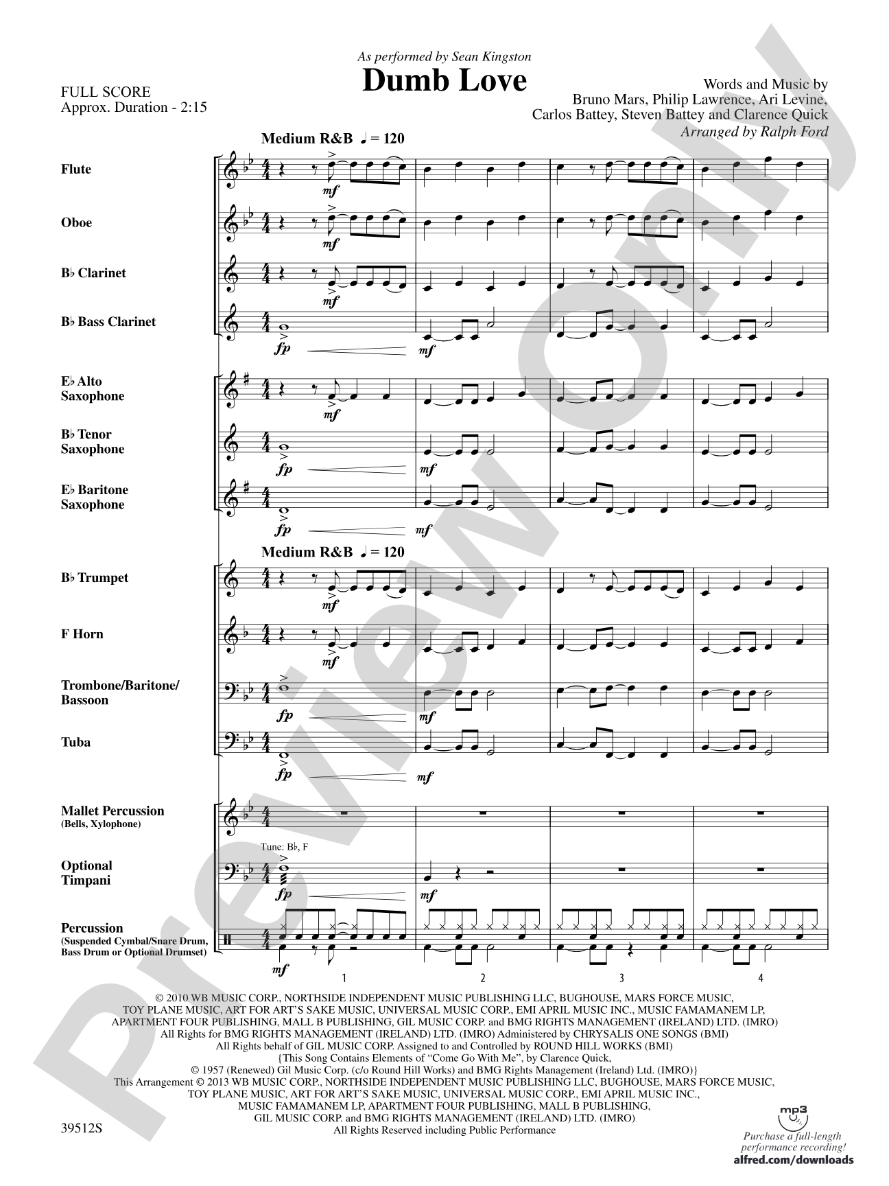 Dumb Love: Concert Band Conductor Score & Parts