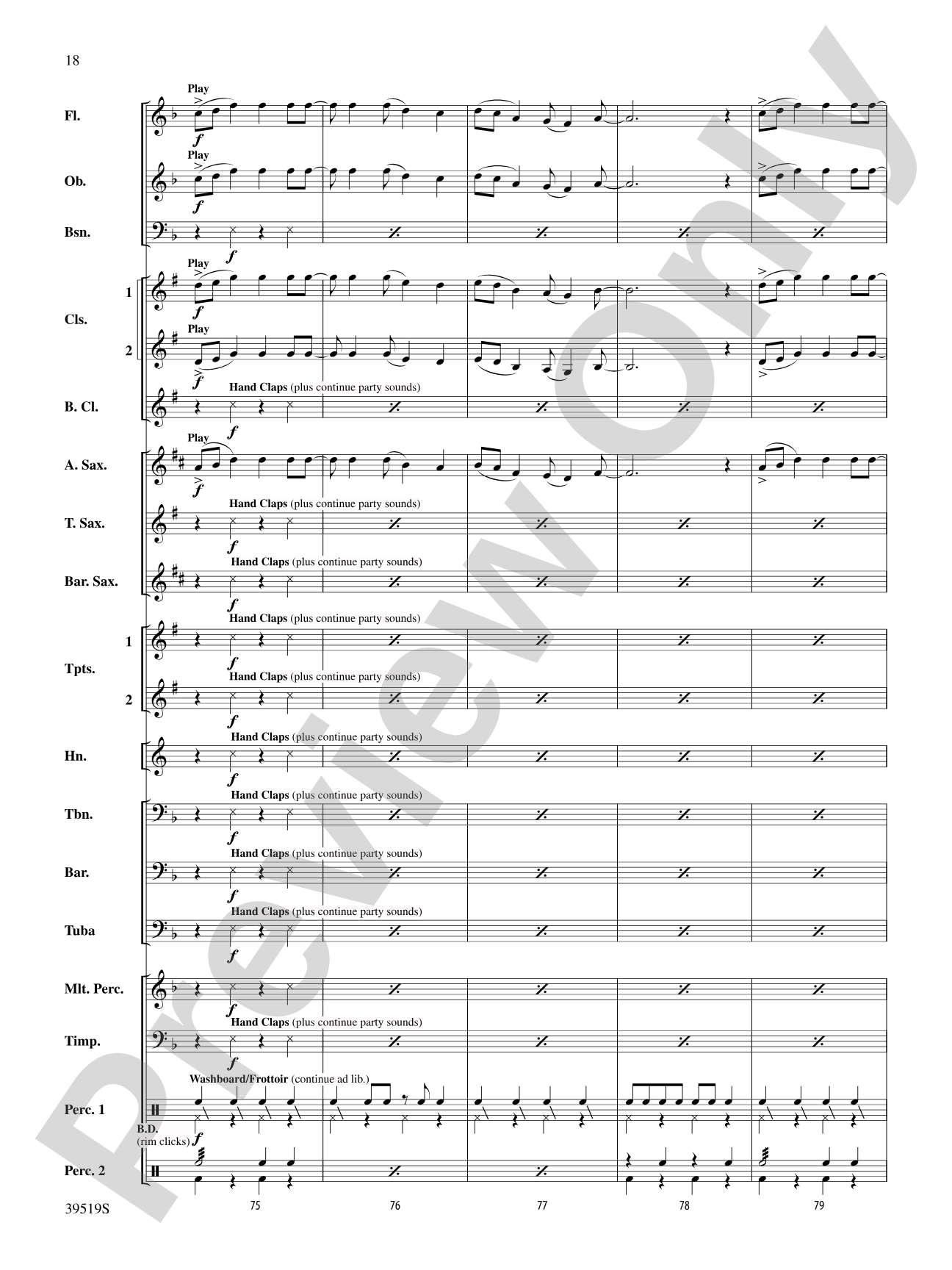 Zydeco Cajun Crawdad Dance: Concert Band Conductor Score & Parts