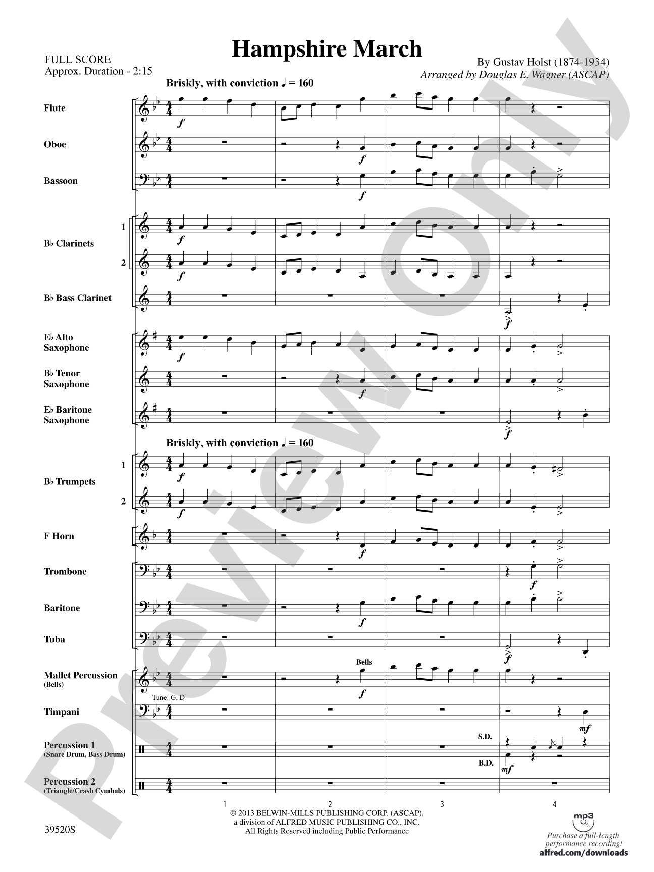 Hampshire March: Concert Band Conductor Score & Parts