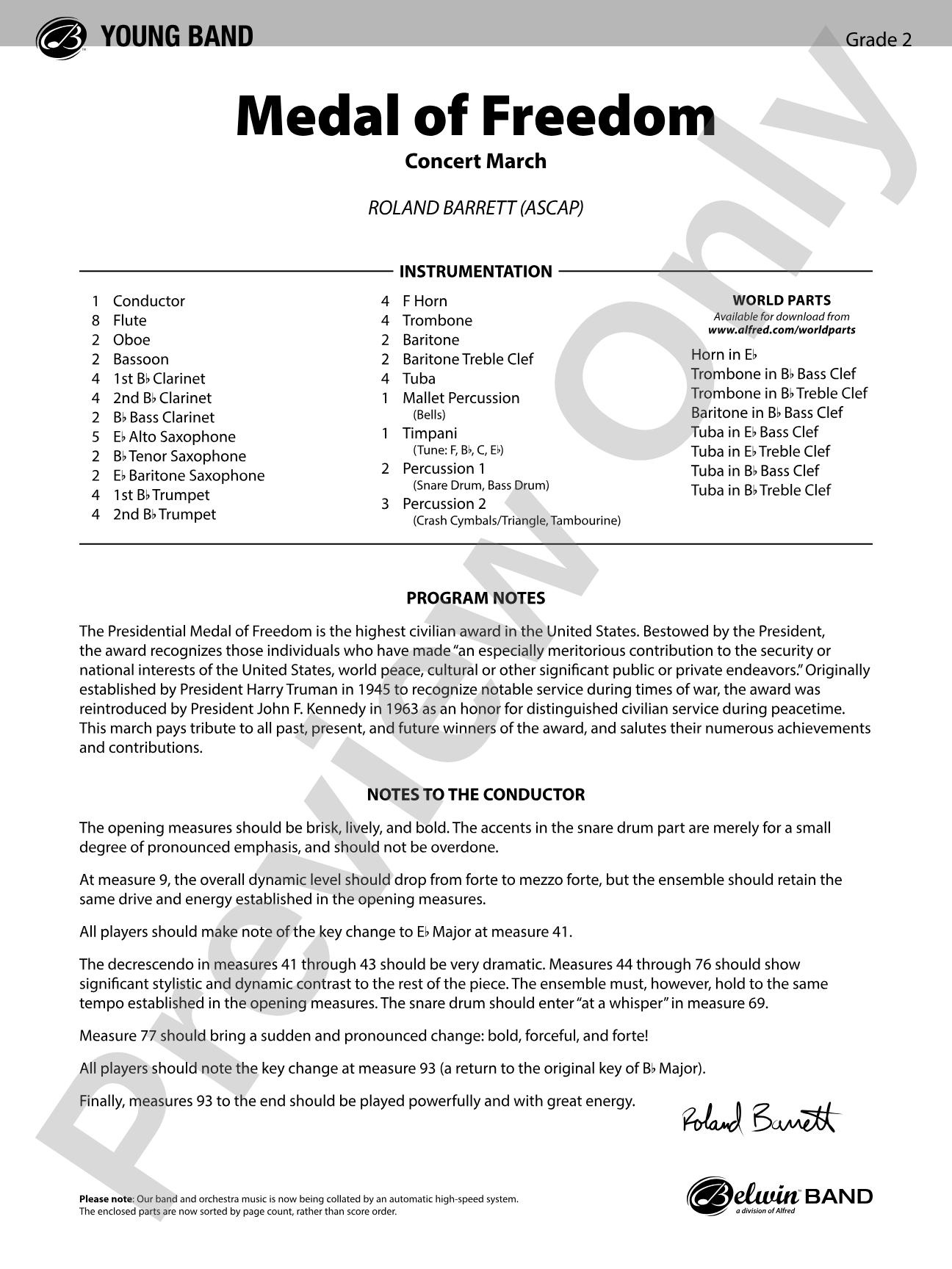 Medal of Freedom: Concert Band Conductor Score & Parts
