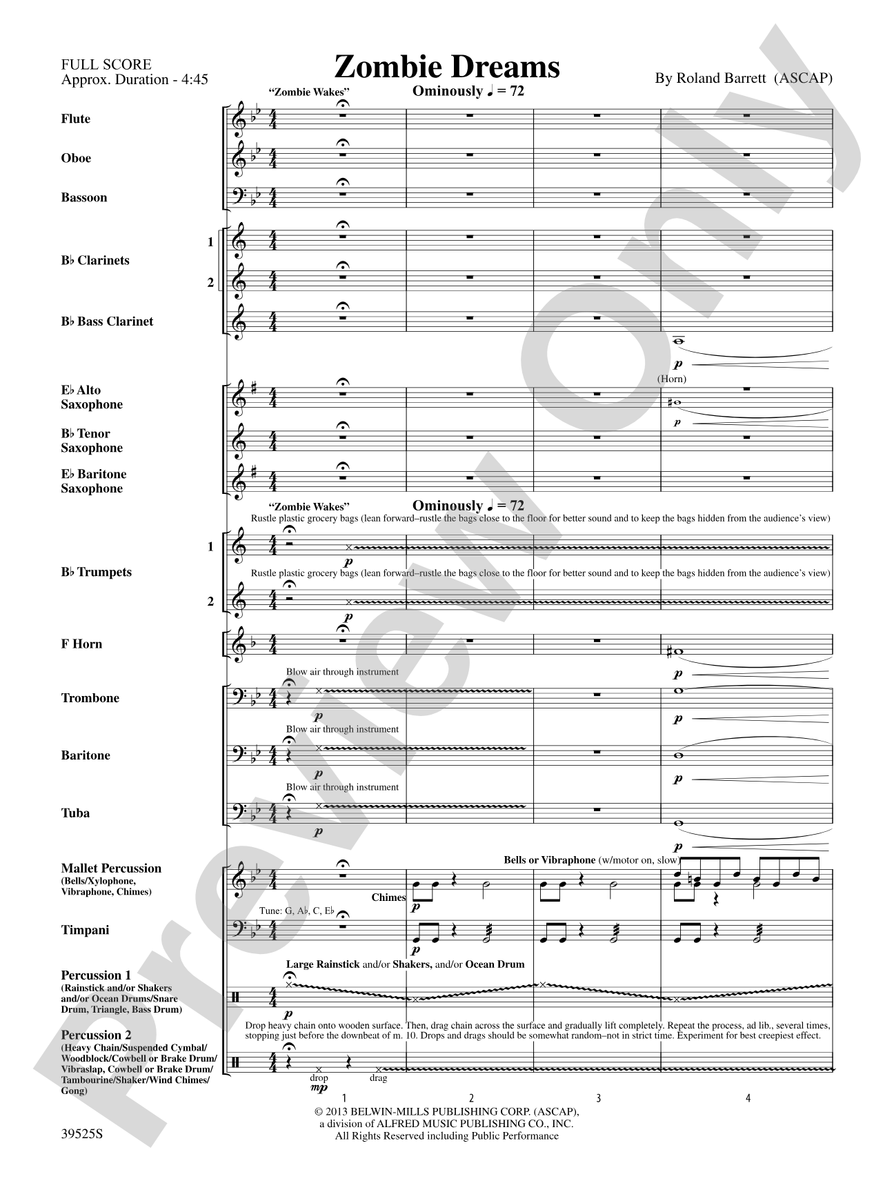 Zombie Dreams: Concert Band Conductor Score & Parts