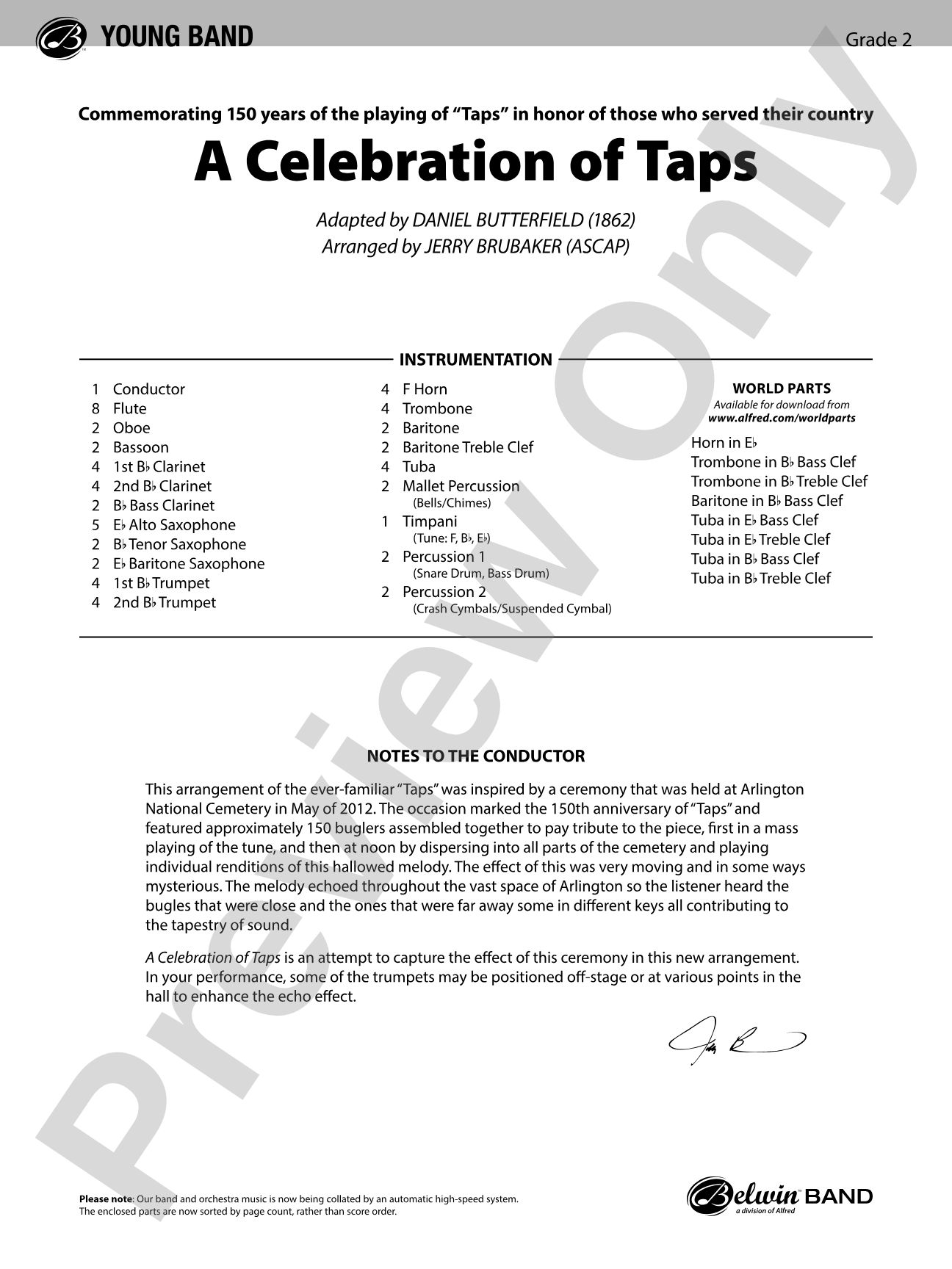 A Celebration of Taps: Concert Band Conductor Score & Parts