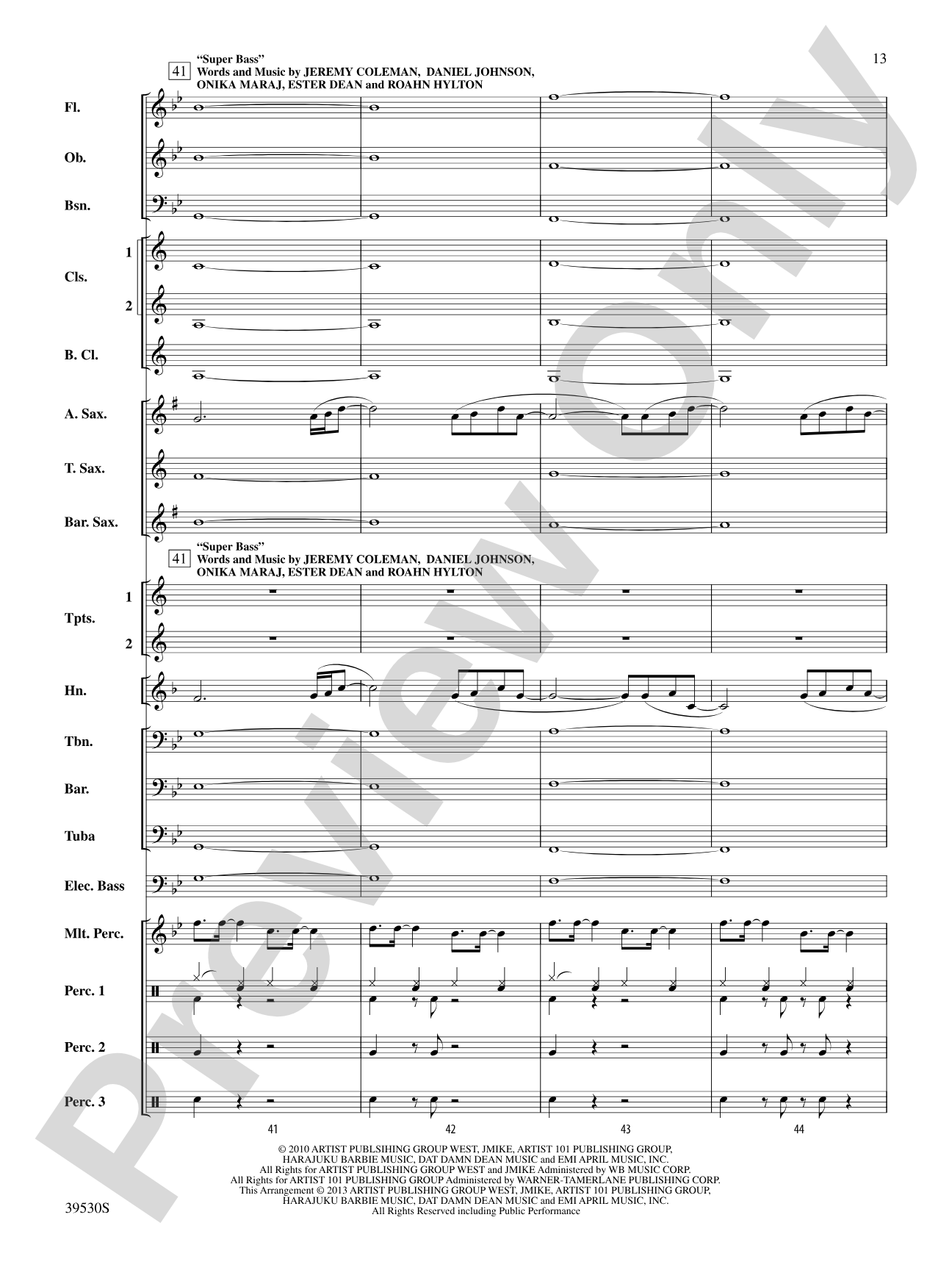 Teenage Dream / Super Bass: Concert Band Conductor Score & Parts