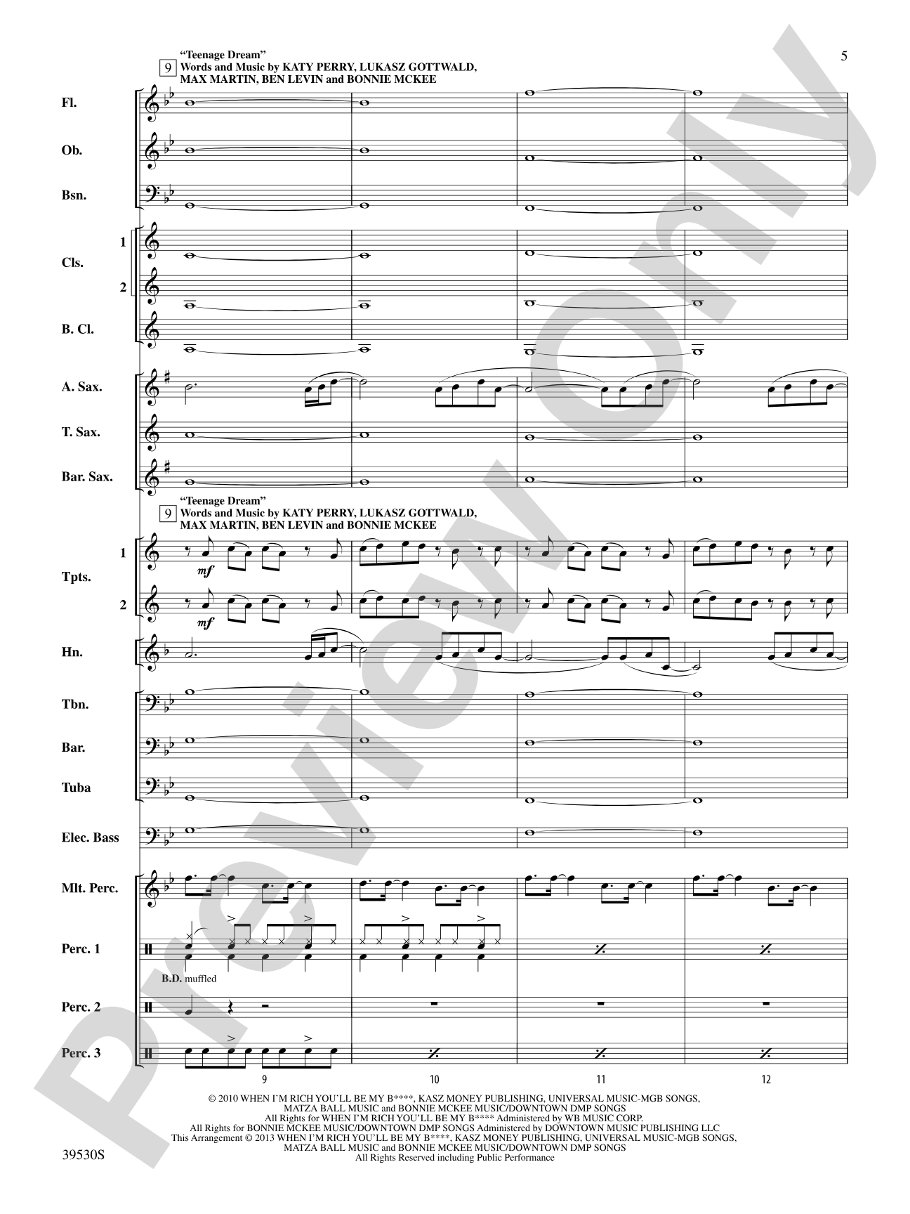 Teenage Dream / Super Bass: Concert Band Conductor Score & Parts