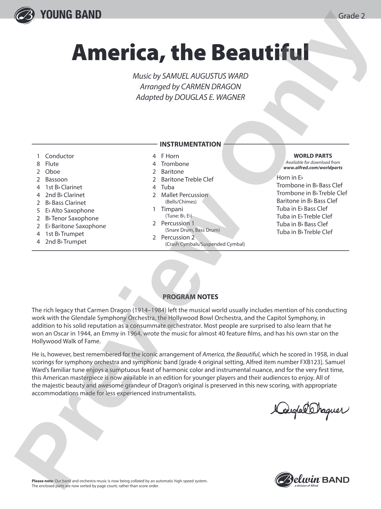 America, the Beautiful: Concert Band Conductor Score & Parts