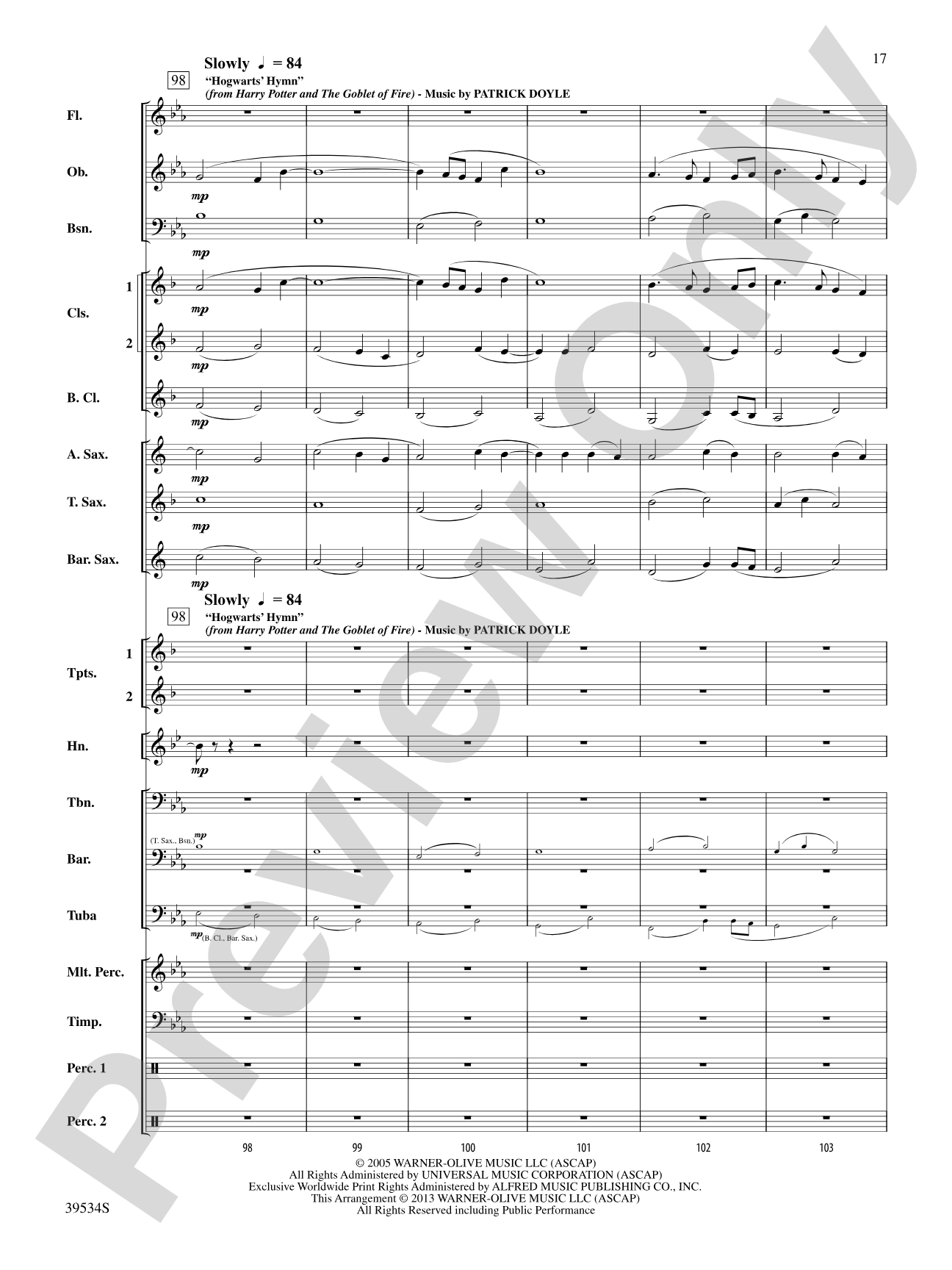 The Magic of Harry Potter: Concert Band Conductor Score & Parts