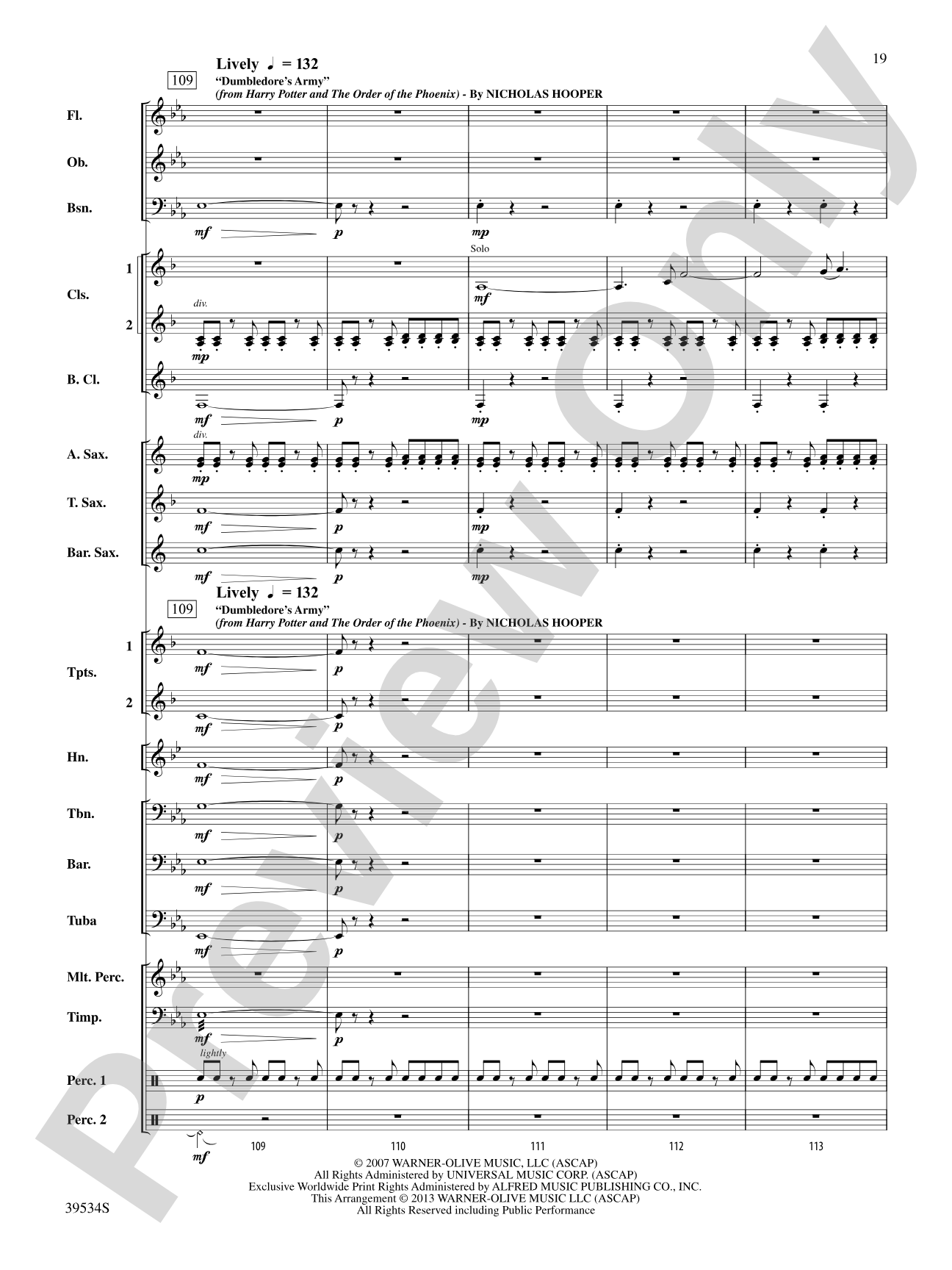 The Magic of Harry Potter: Concert Band Conductor Score & Parts