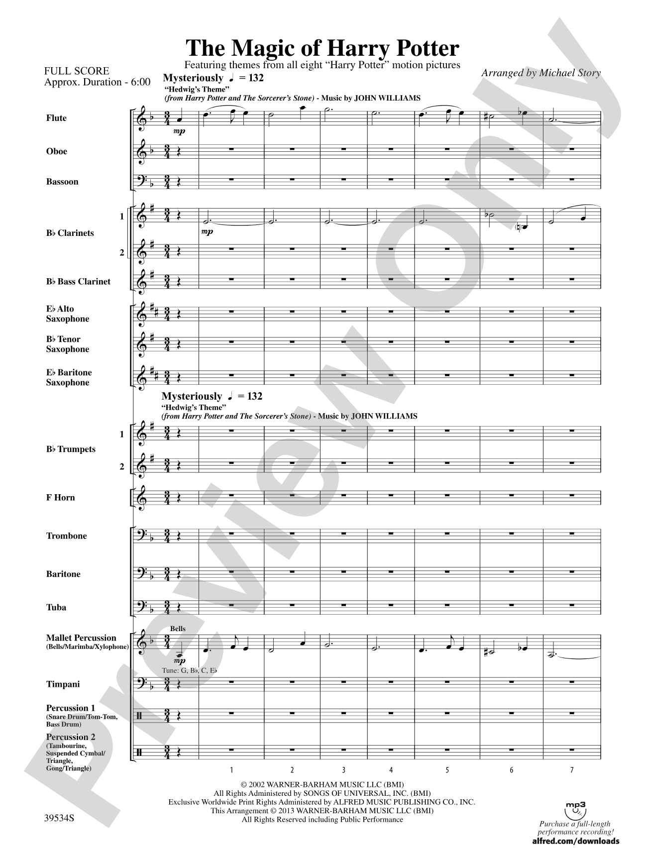 The Magic of Harry Potter: Concert Band Conductor Score & Parts