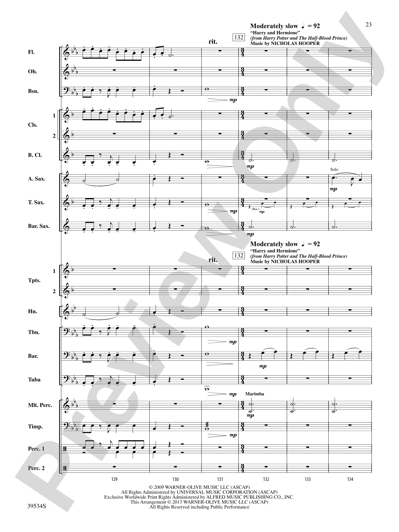 The Magic of Harry Potter: Concert Band Conductor Score & Parts