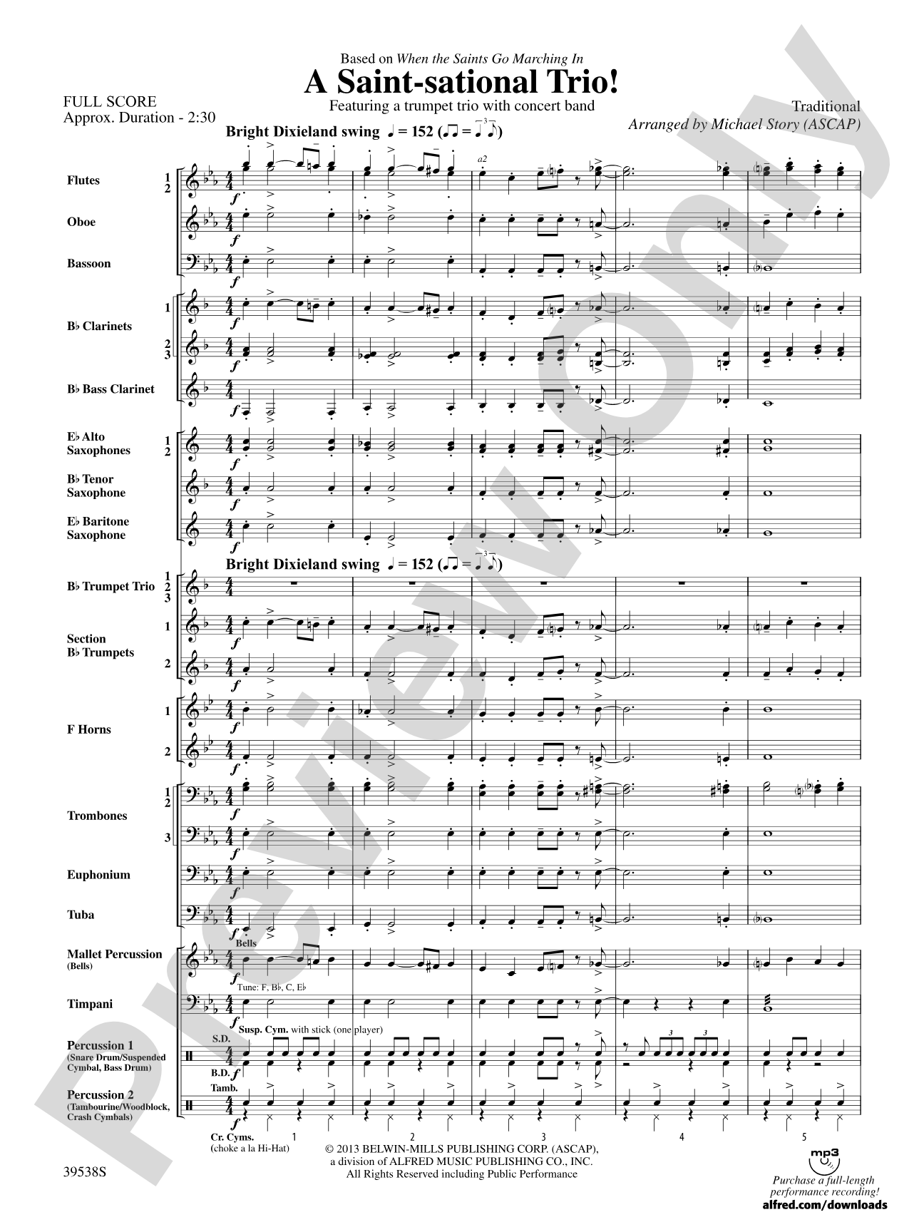 A Saint-sational Trio!: Concert Band Conductor Score & Parts
