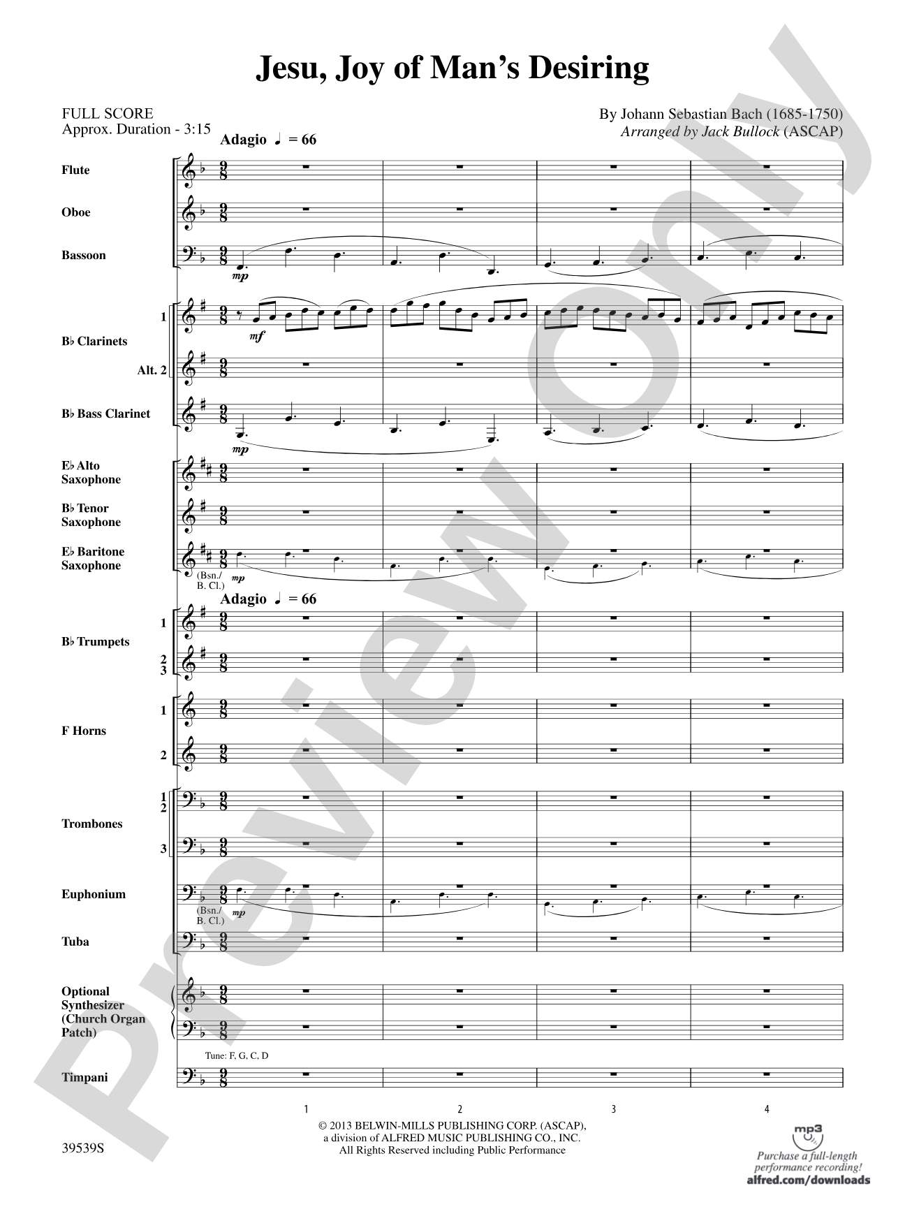 Jesu, Joy of Man's Desiring: Concert Band Conductor Score & Parts