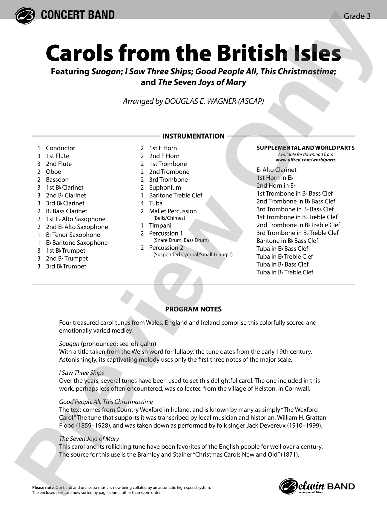 Carols from the British Isles: Concert Band Conductor Score & Parts