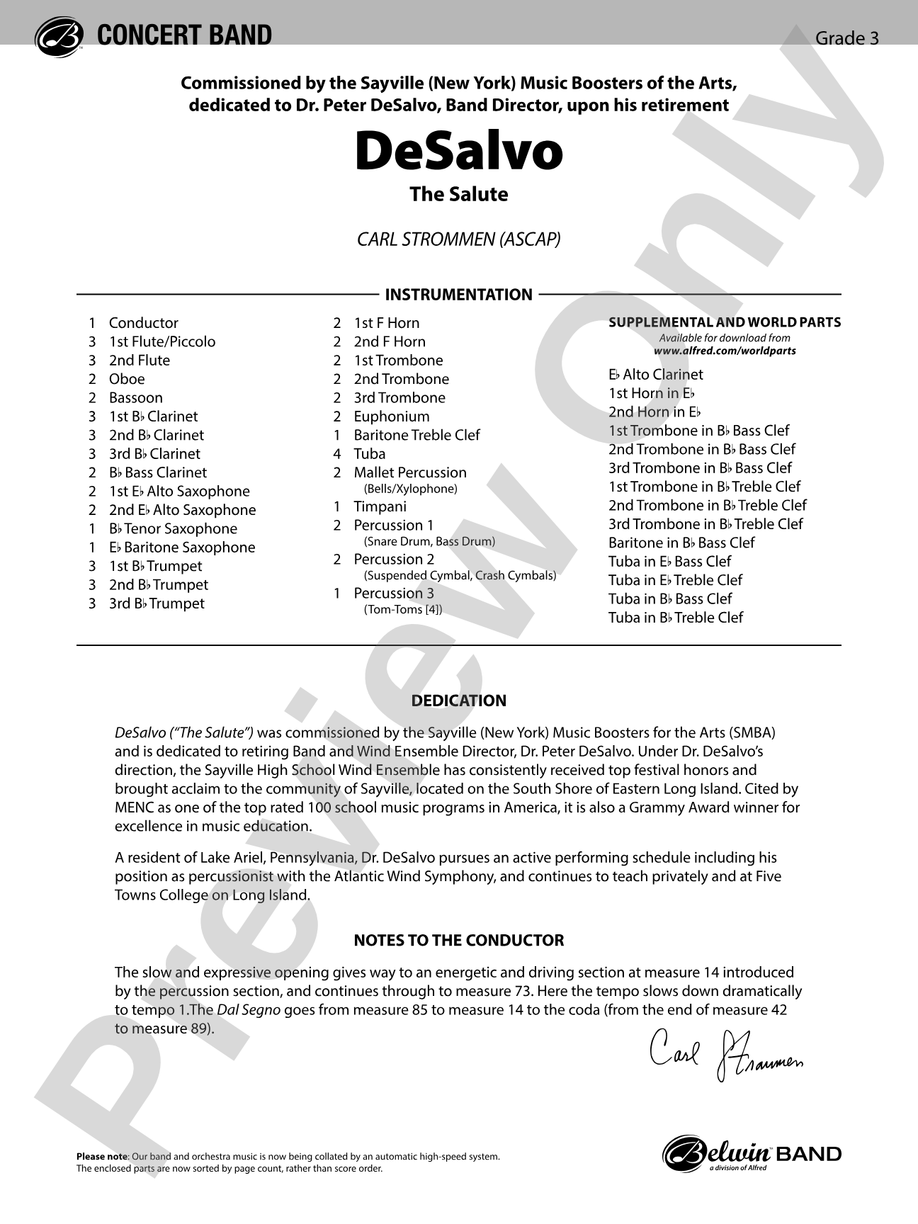 DeSalvo: Concert Band Conductor Score & Parts