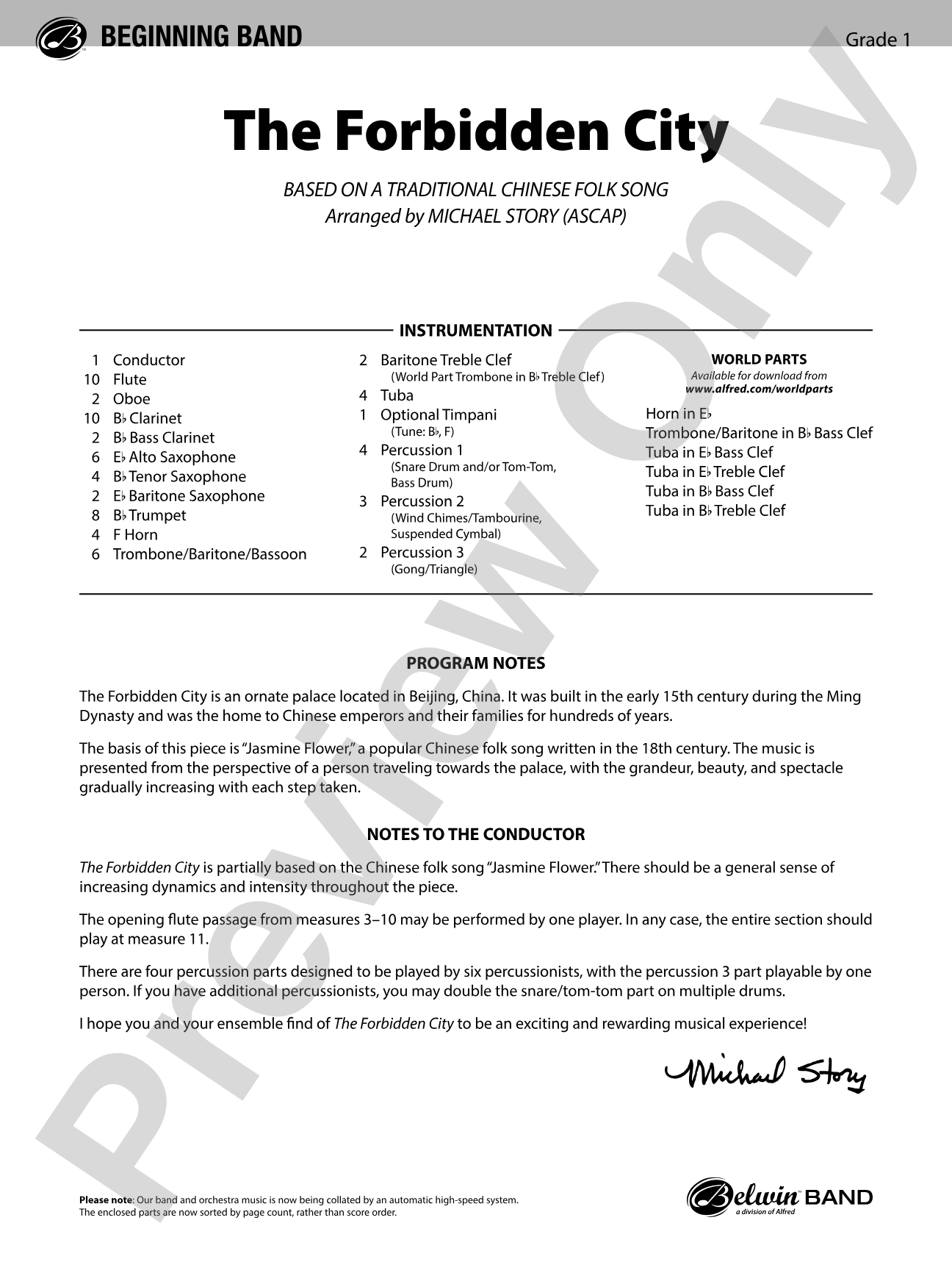 The Forbidden City: Concert Band Conductor Score & Parts