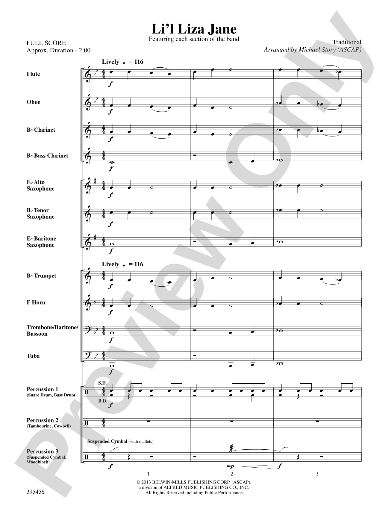 Li'l Liza Jane: Concert Band Conductor Score & Parts