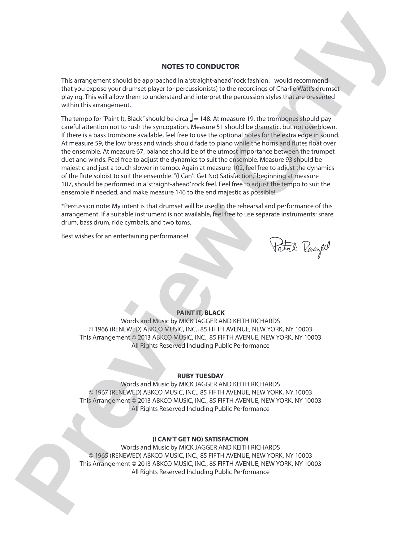 The Rolling Stones on Tour: Concert Band Conductor Score & Parts