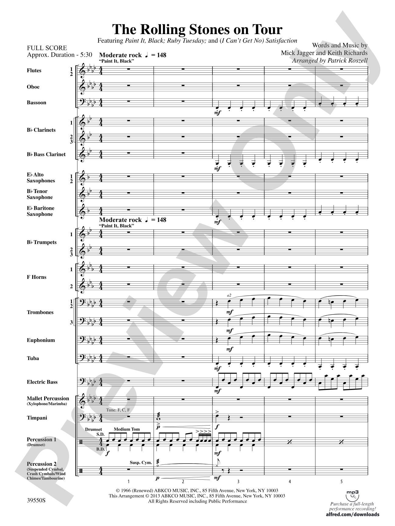 The Rolling Stones on Tour: Concert Band Conductor Score & Parts