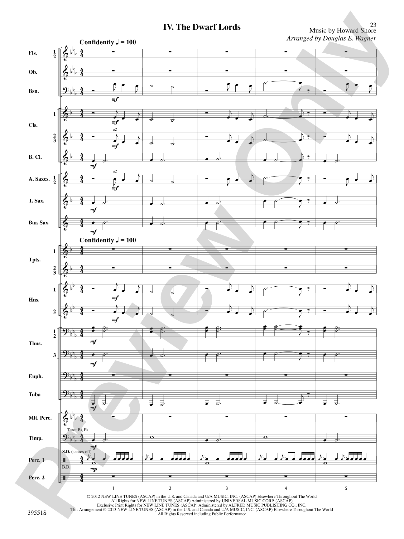 The Hobbit: An Unexpected Journey, Suite from: Concert Band Conductor Score & Parts