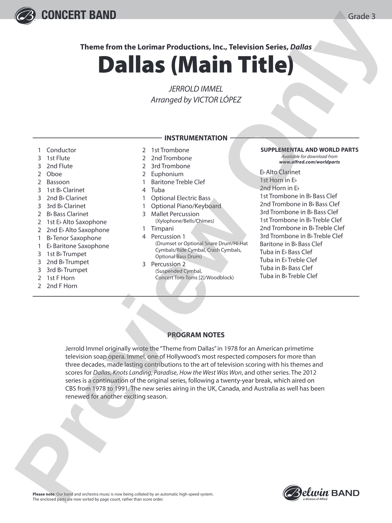 Dallas (Main Title): Score