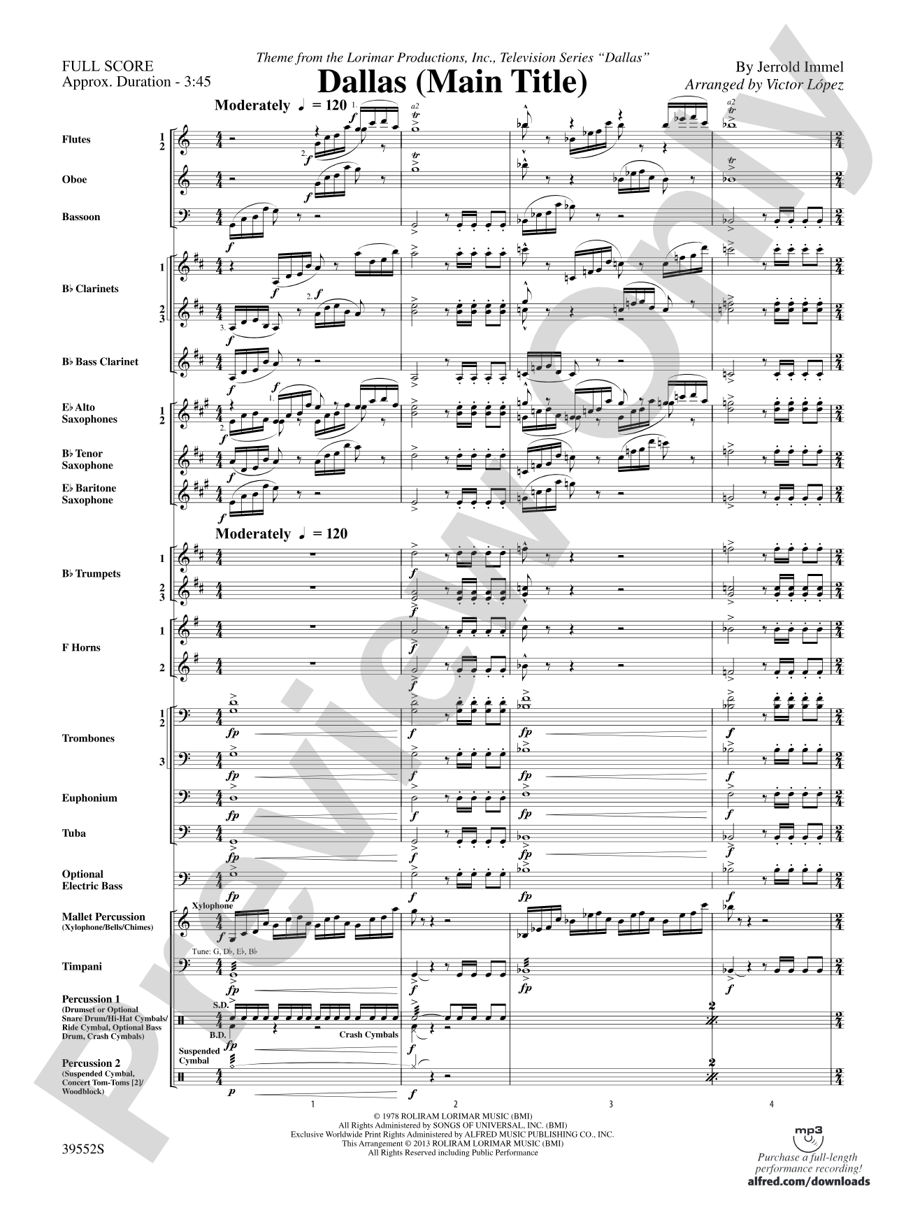 Dallas (Main Title): Score