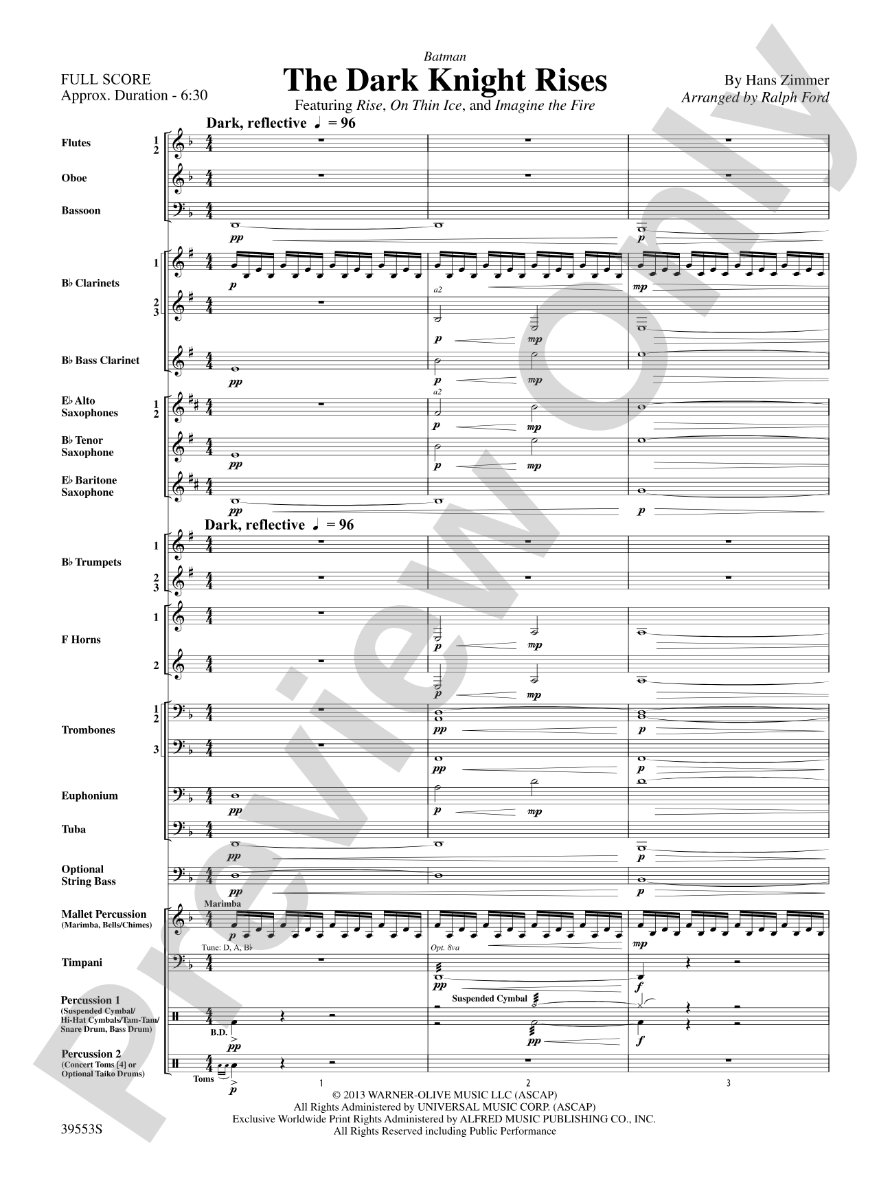 Batman: The Dark Knight Rises: Concert Band Conductor Score & Parts