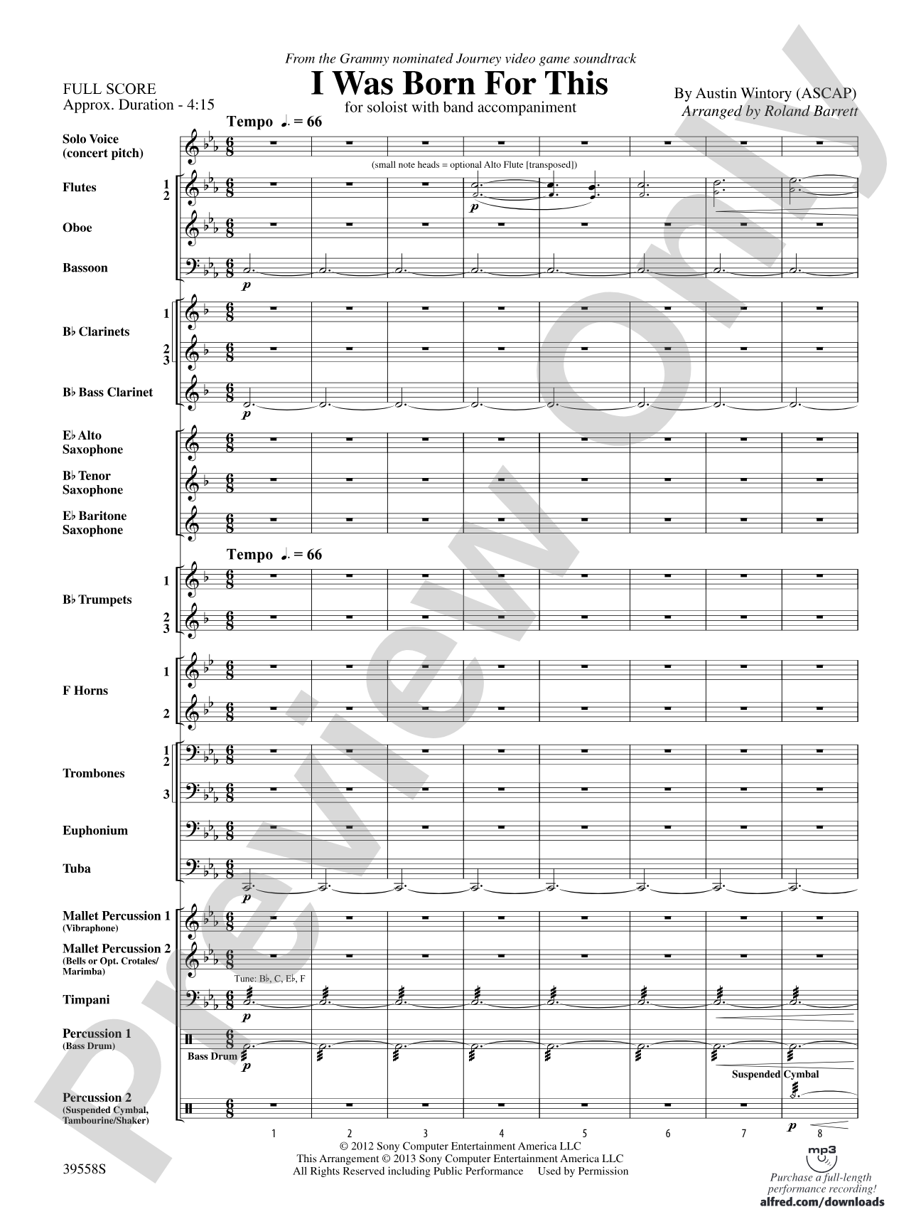 I Was Born for This: Concert Band Conductor Score & Parts
