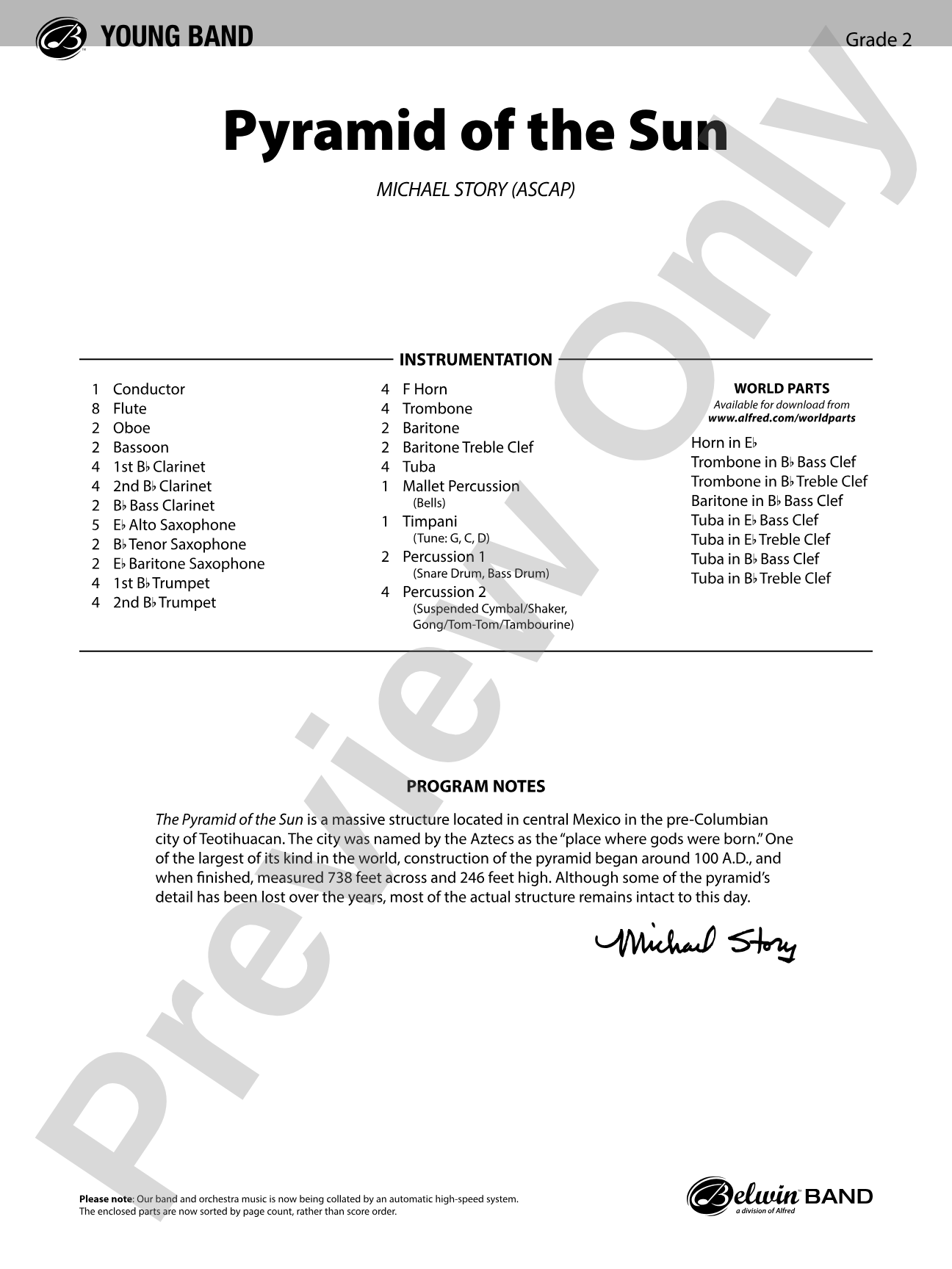 Pyramid of the Sun: Concert Band Conductor Score & Parts