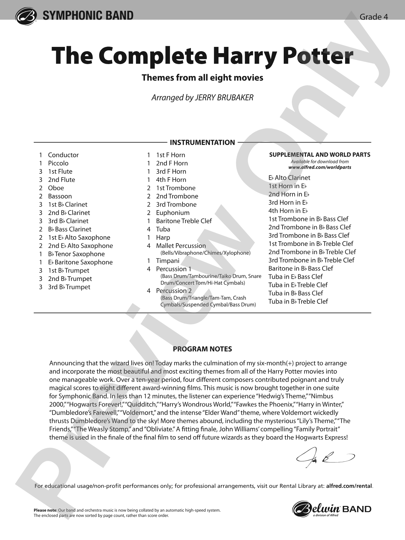 The Complete Harry Potter: Concert Band Conductor Score & Parts