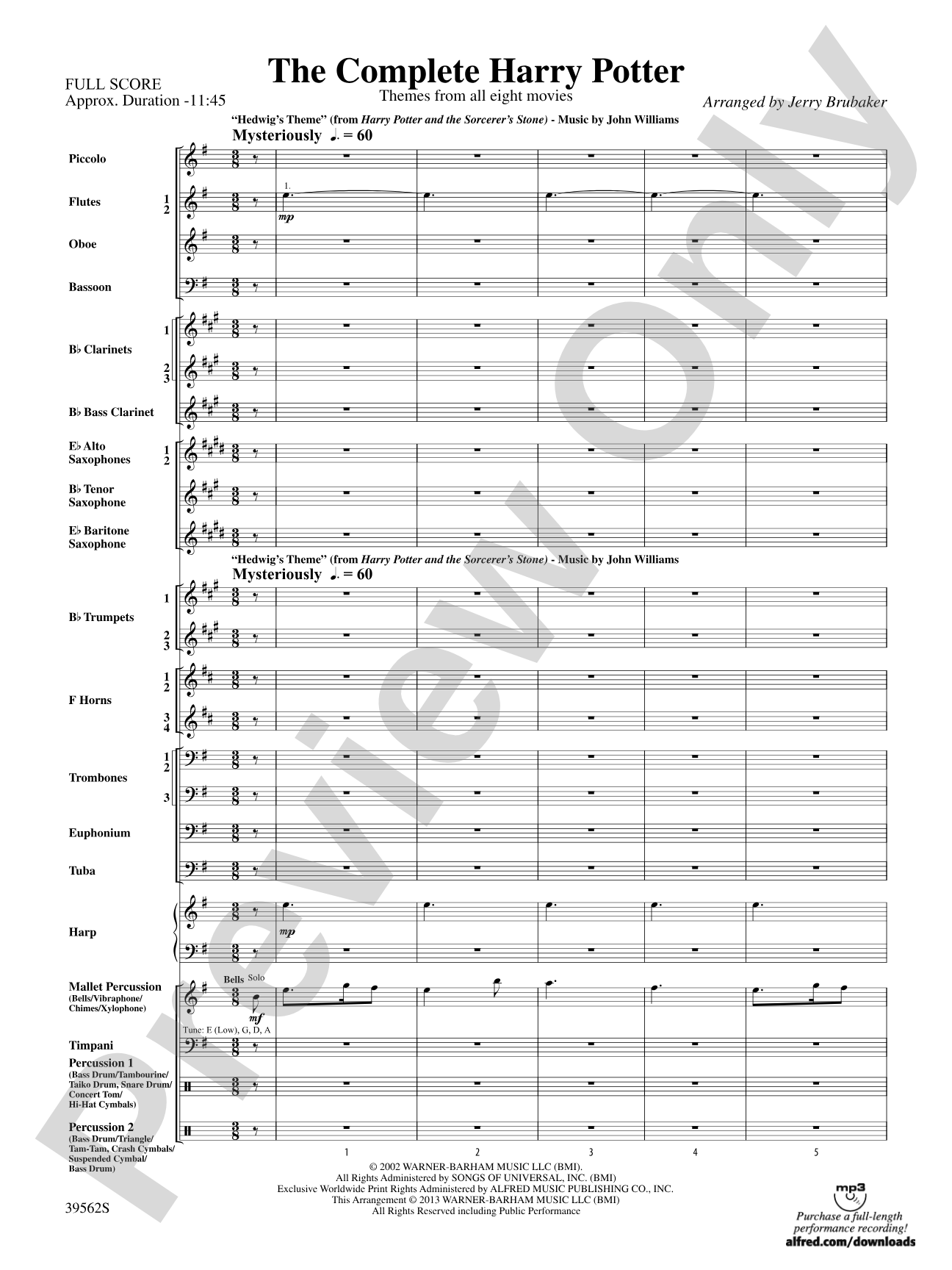 The Complete Harry Potter: Concert Band Conductor Score & Parts