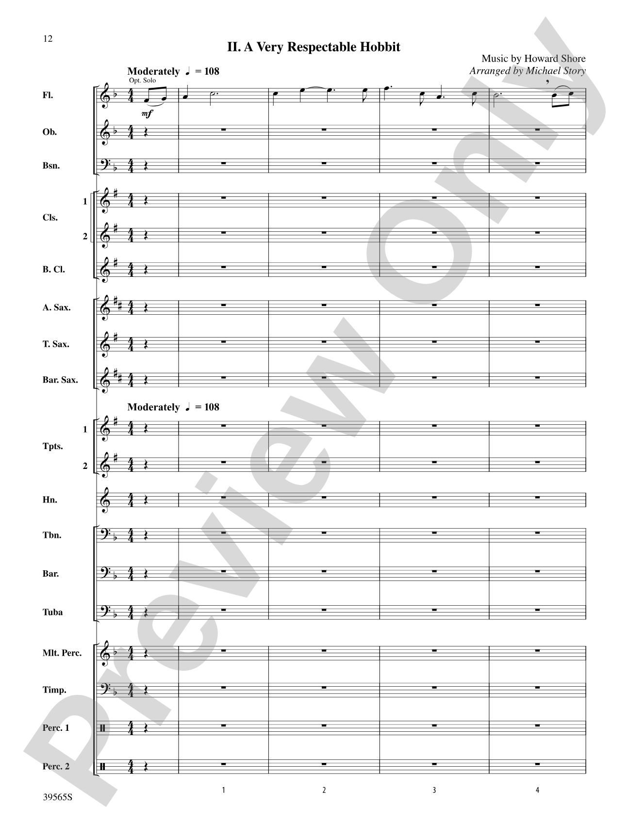 The Hobbit: An Unexpected Journey, Selections from: Concert Band Conductor Score & Parts
