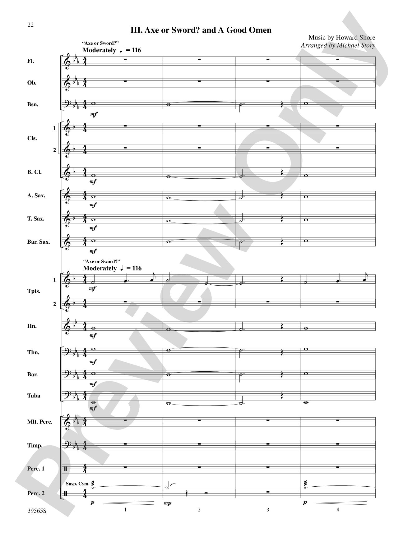 The Hobbit: An Unexpected Journey, Selections from: Concert Band Conductor Score & Parts