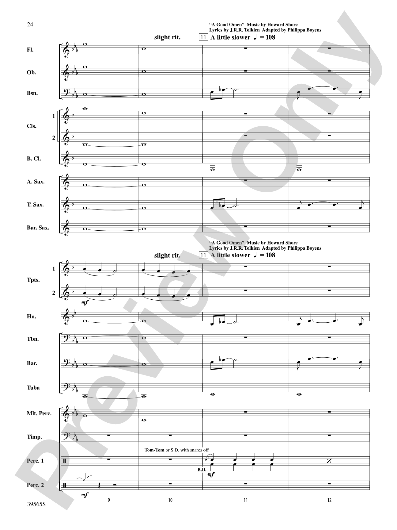 The Hobbit: An Unexpected Journey, Selections from: Concert Band Conductor Score & Parts