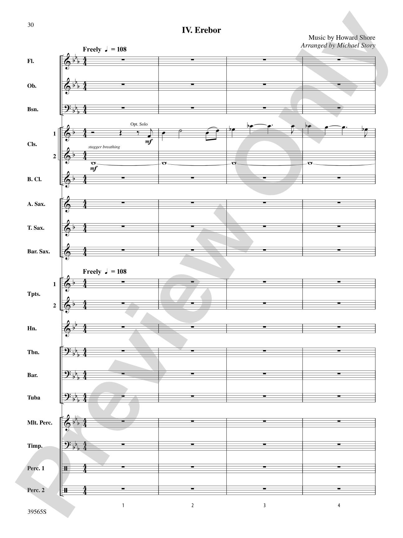 The Hobbit: An Unexpected Journey, Selections from: Concert Band Conductor Score & Parts