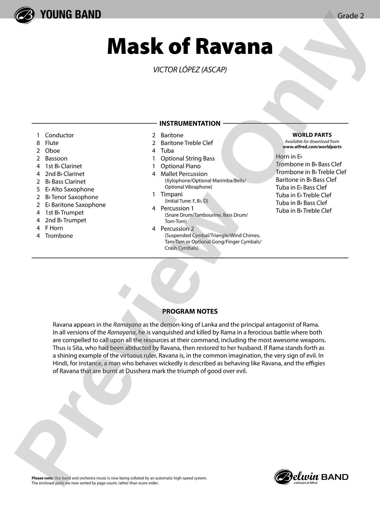 Mask of Ravana: Concert Band Conductor Score & Parts