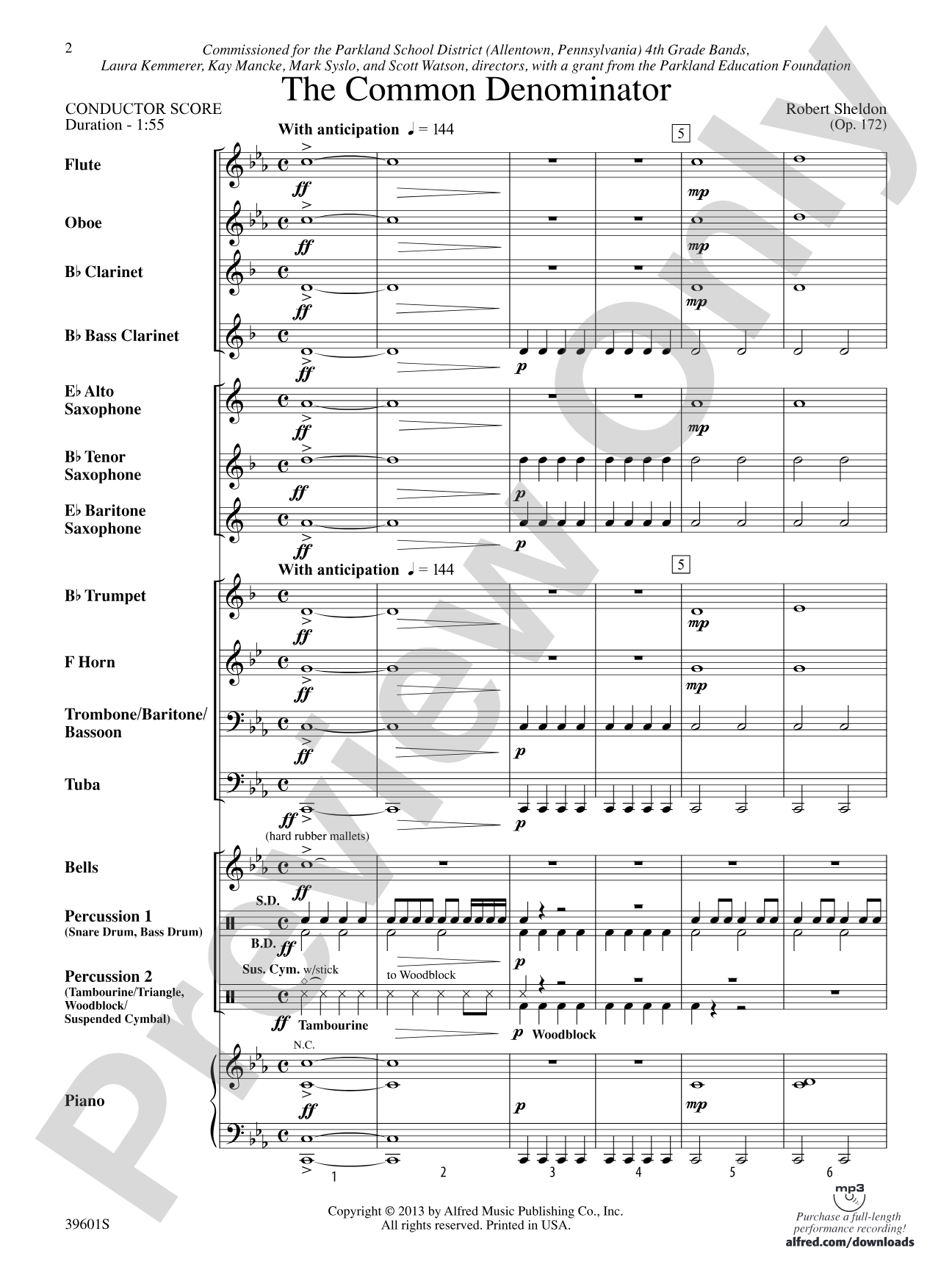 The Common Denominator: Concert Band Conductor Score & Parts