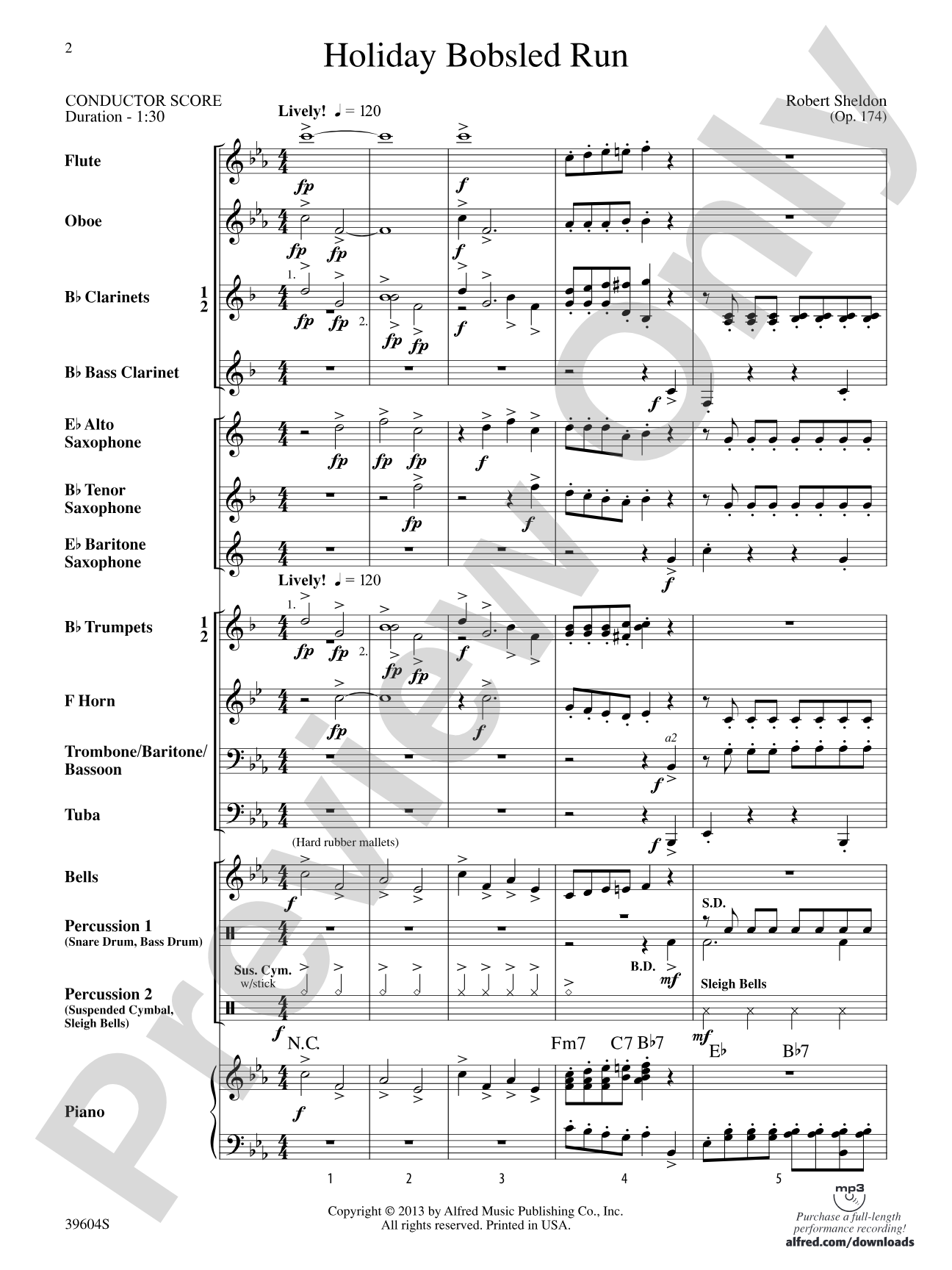 Holiday Bobsled Run: Concert Band Conductor Score & Parts