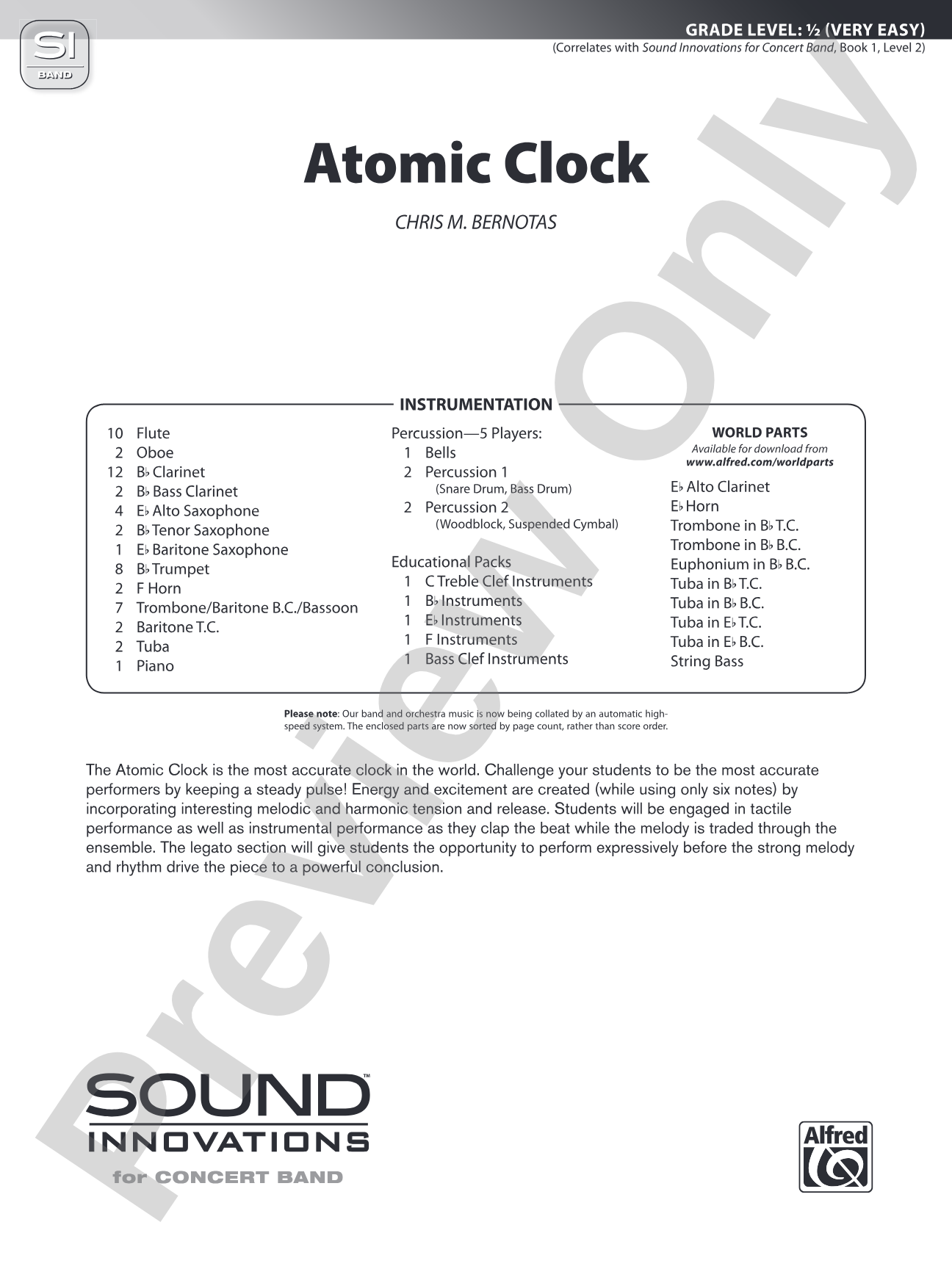 Atomic Clock: Concert Band Conductor Score & Parts