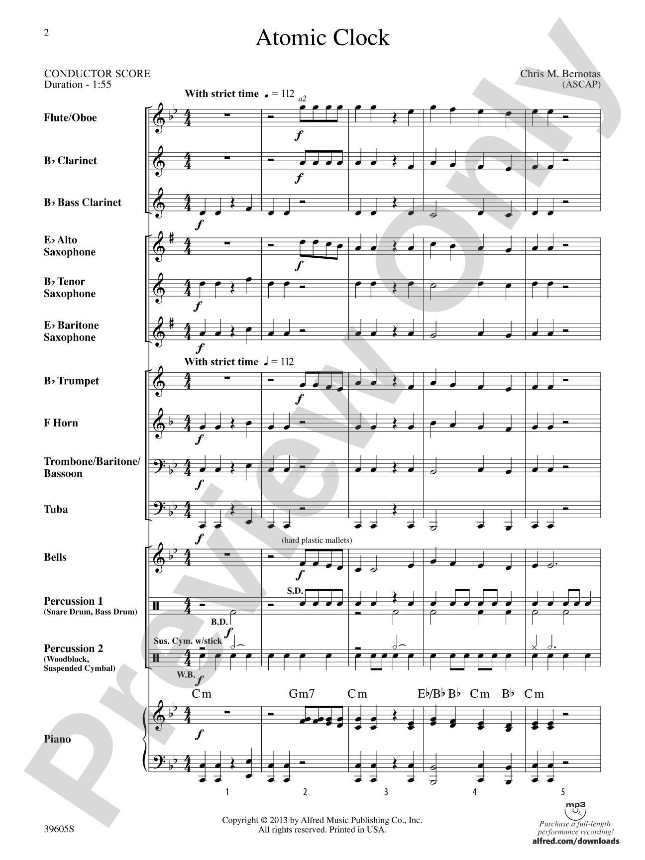 Atomic Clock: Concert Band Conductor Score & Parts