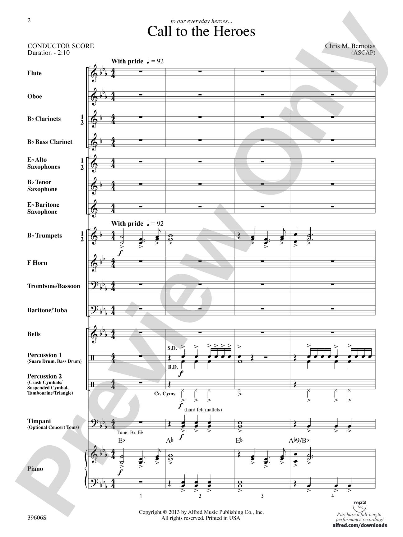 Call to the Heroes: Concert Band Conductor Score & Parts