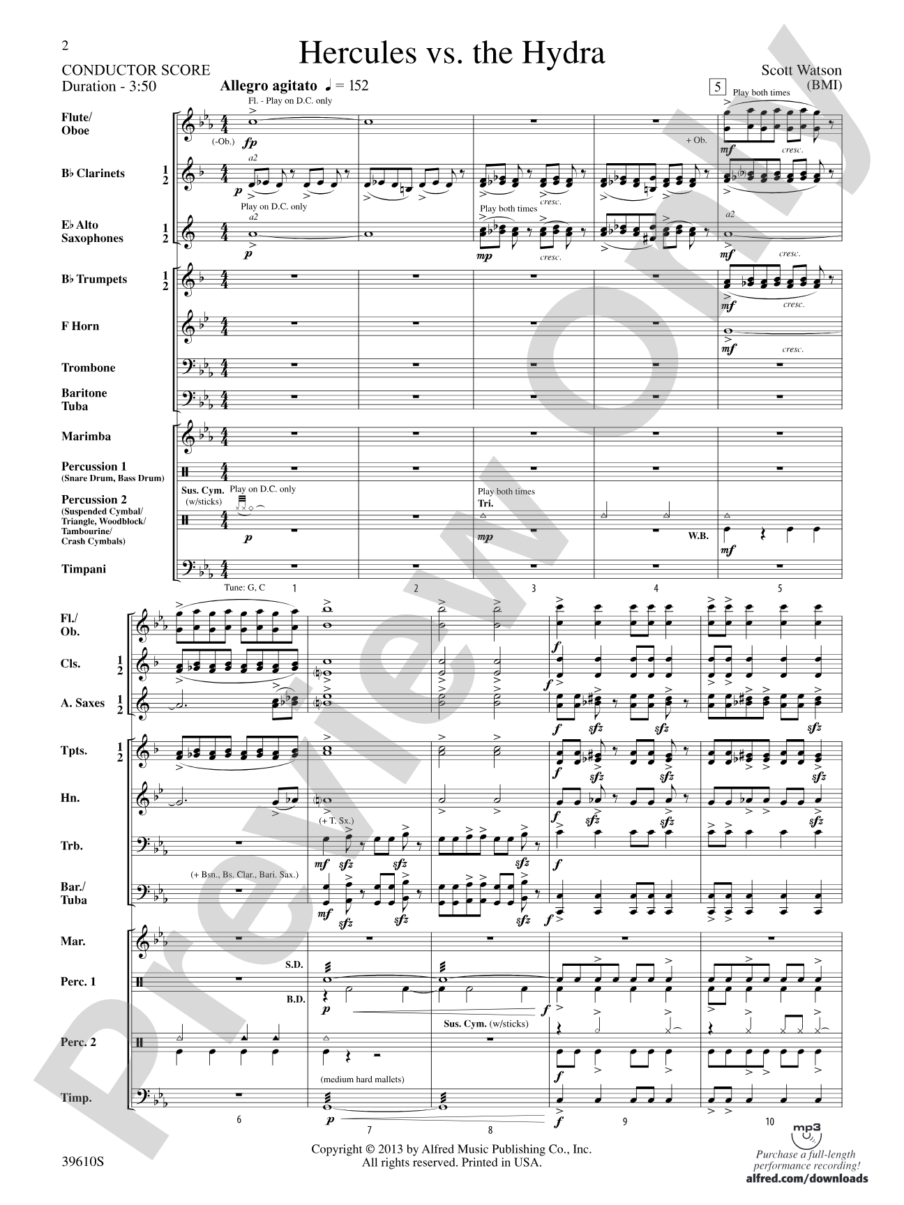 Hercules vs. the Hydra: Concert Band Conductor Score & Parts