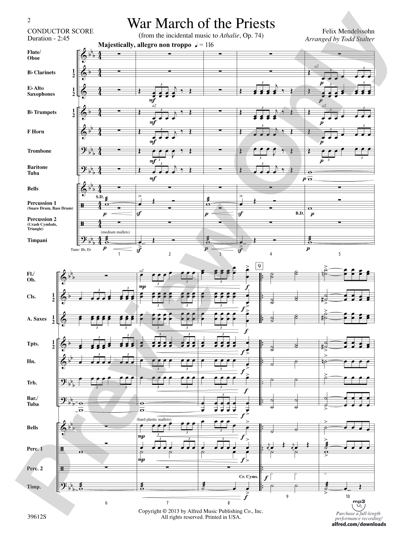 War March of the Priests: Score