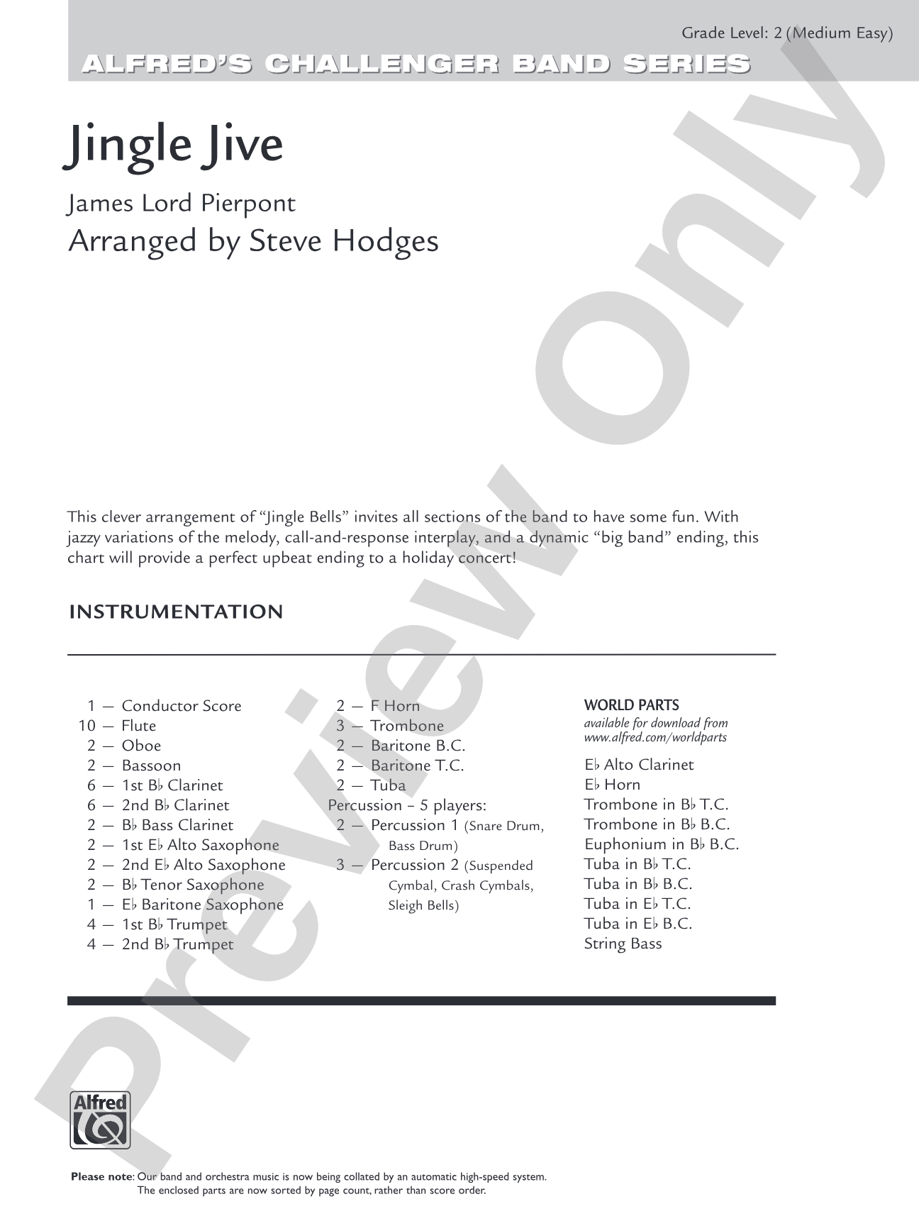 Jingle Jive: Concert Band Conductor Score & Parts