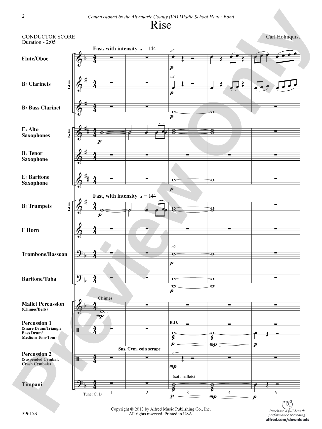 Rise: Concert Band Conductor Score & Parts
