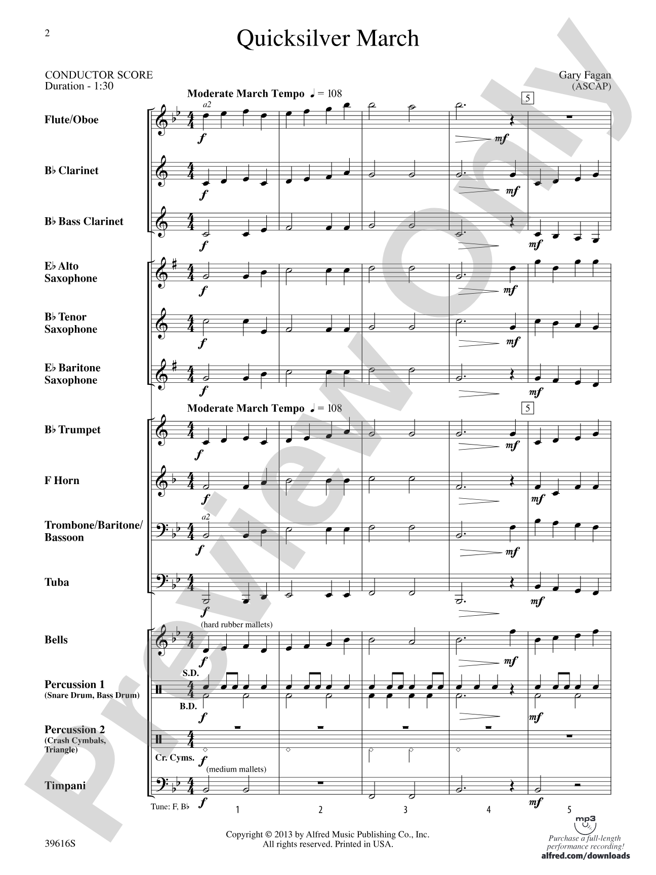Quicksilver March: Concert Band Conductor Score & Parts