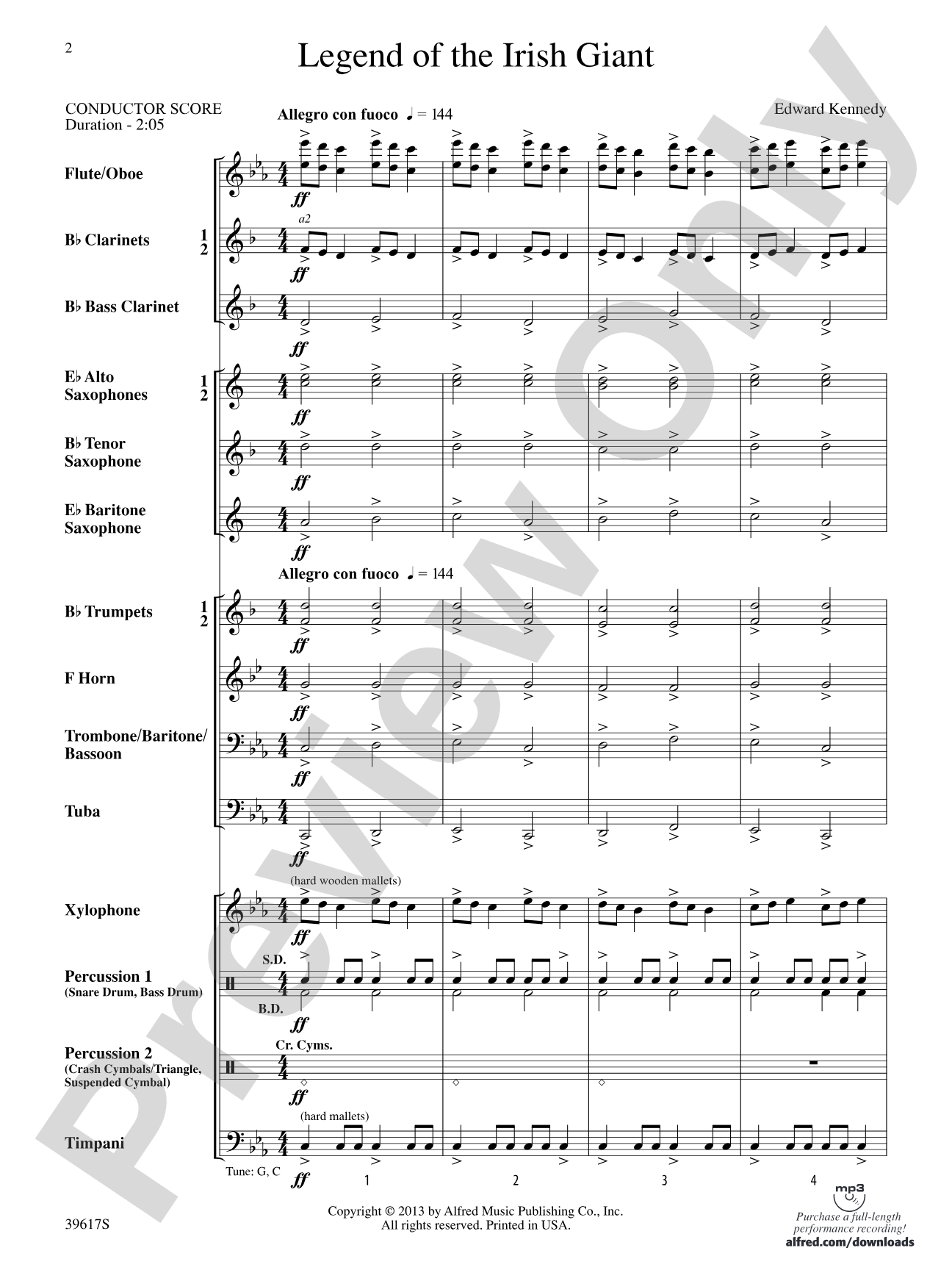 Legend of the Irish Giant: Concert Band Conductor Score & Parts