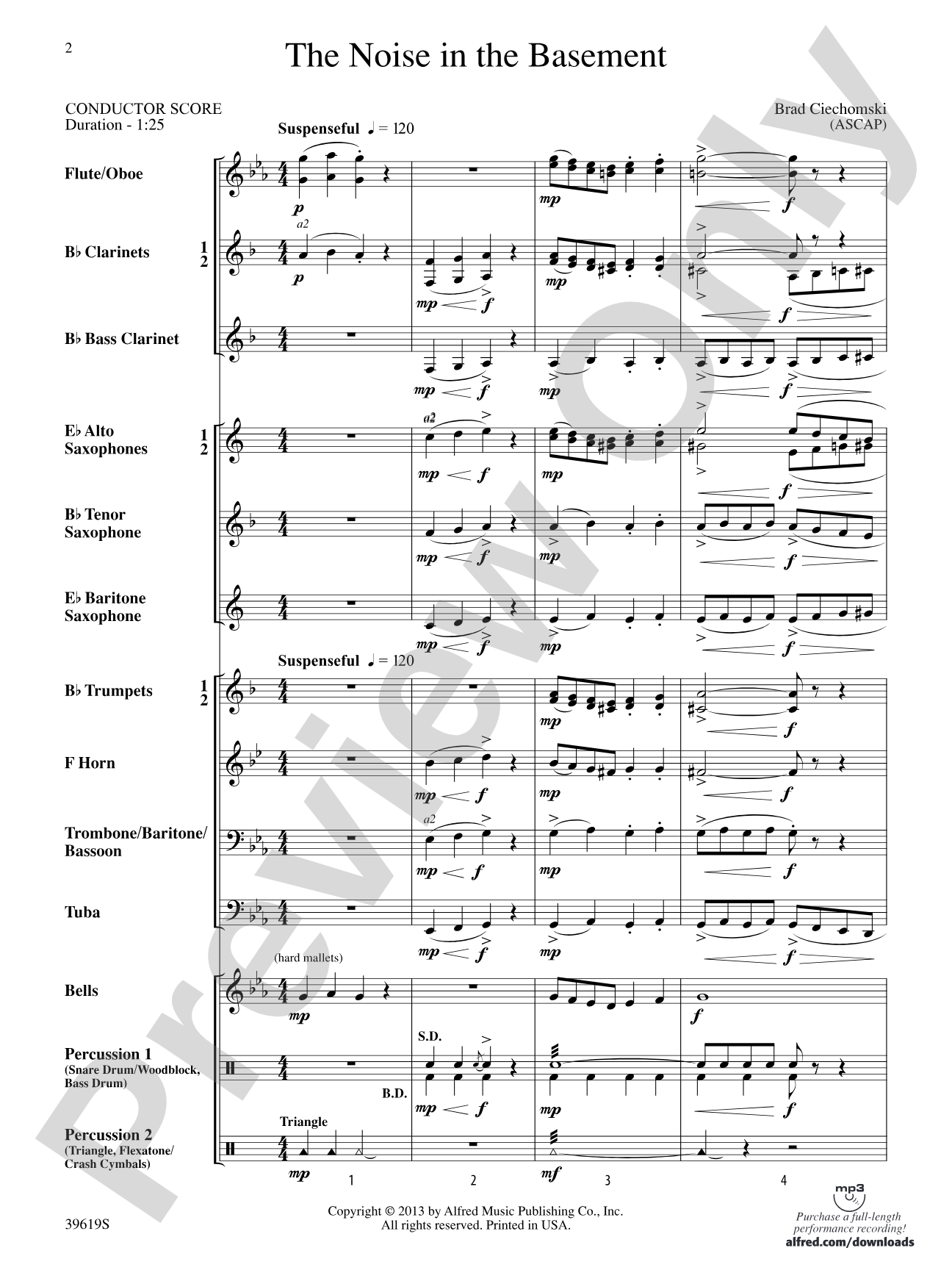 The Noise in the Basement: Concert Band Conductor Score & Parts