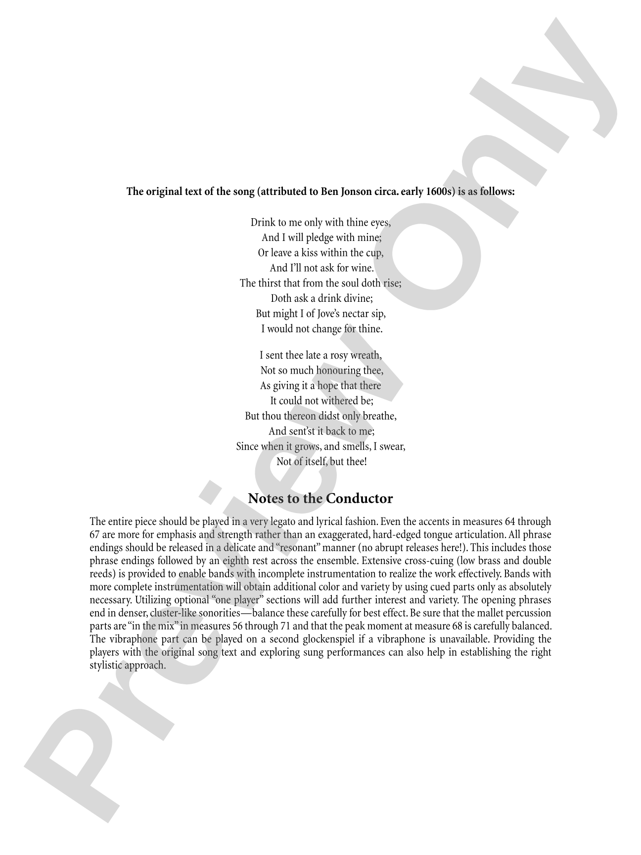 With Thine Eyes: Concert Band Conductor Score & Parts